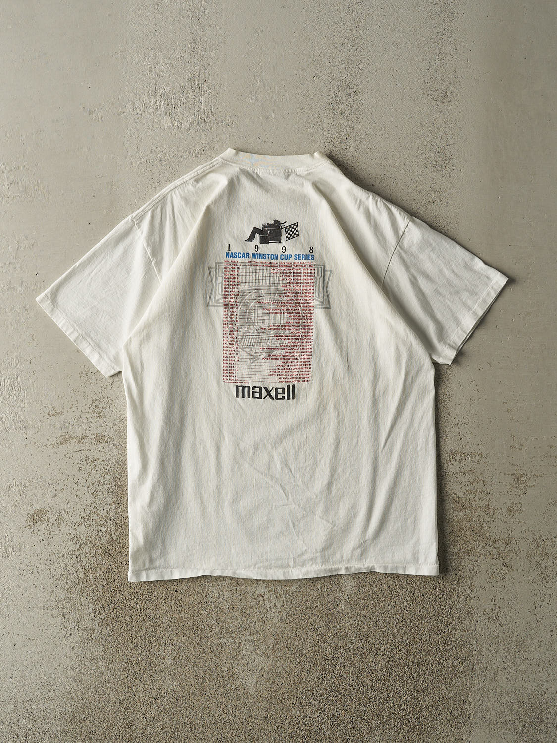 Vintage 98' White Maxell Nascar Winston Cup Tee (L/XL)