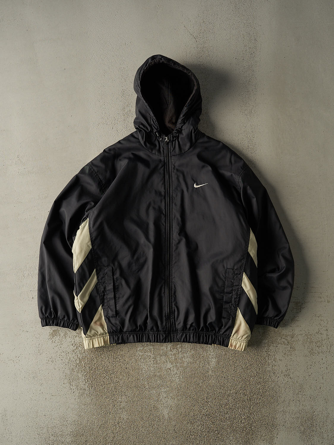 Vintage 90s Black Nike Embroidered Hooded Windbreaker Jacket (XL)