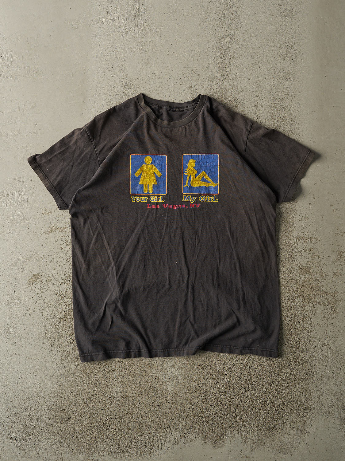 Vintage Y2K Faded Black "My Girl" Slogan Tee (L/XL)