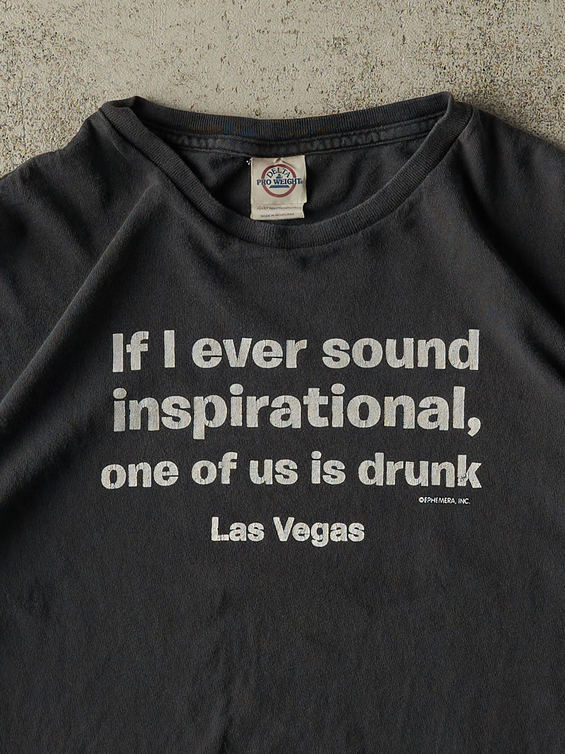Vintage Y2K Black "One Of Us Is Drunk" Slogan Tee (L)