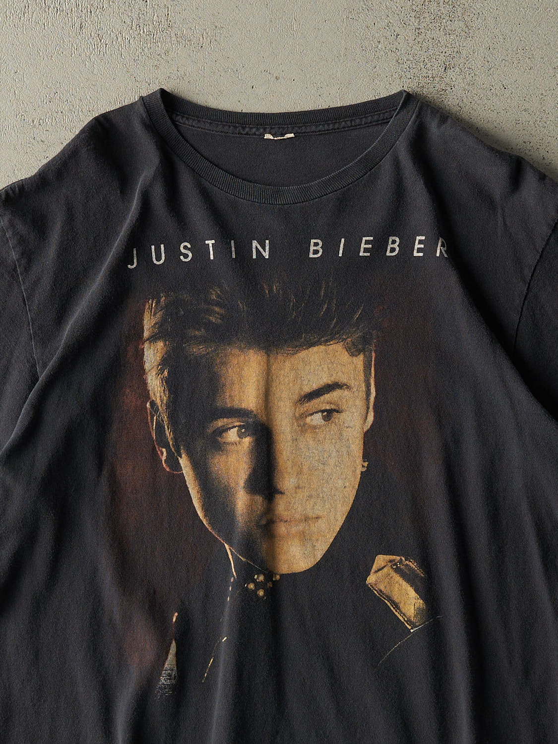 Vintage 13' Faded Black Justin Bieber Tour Tee (L)