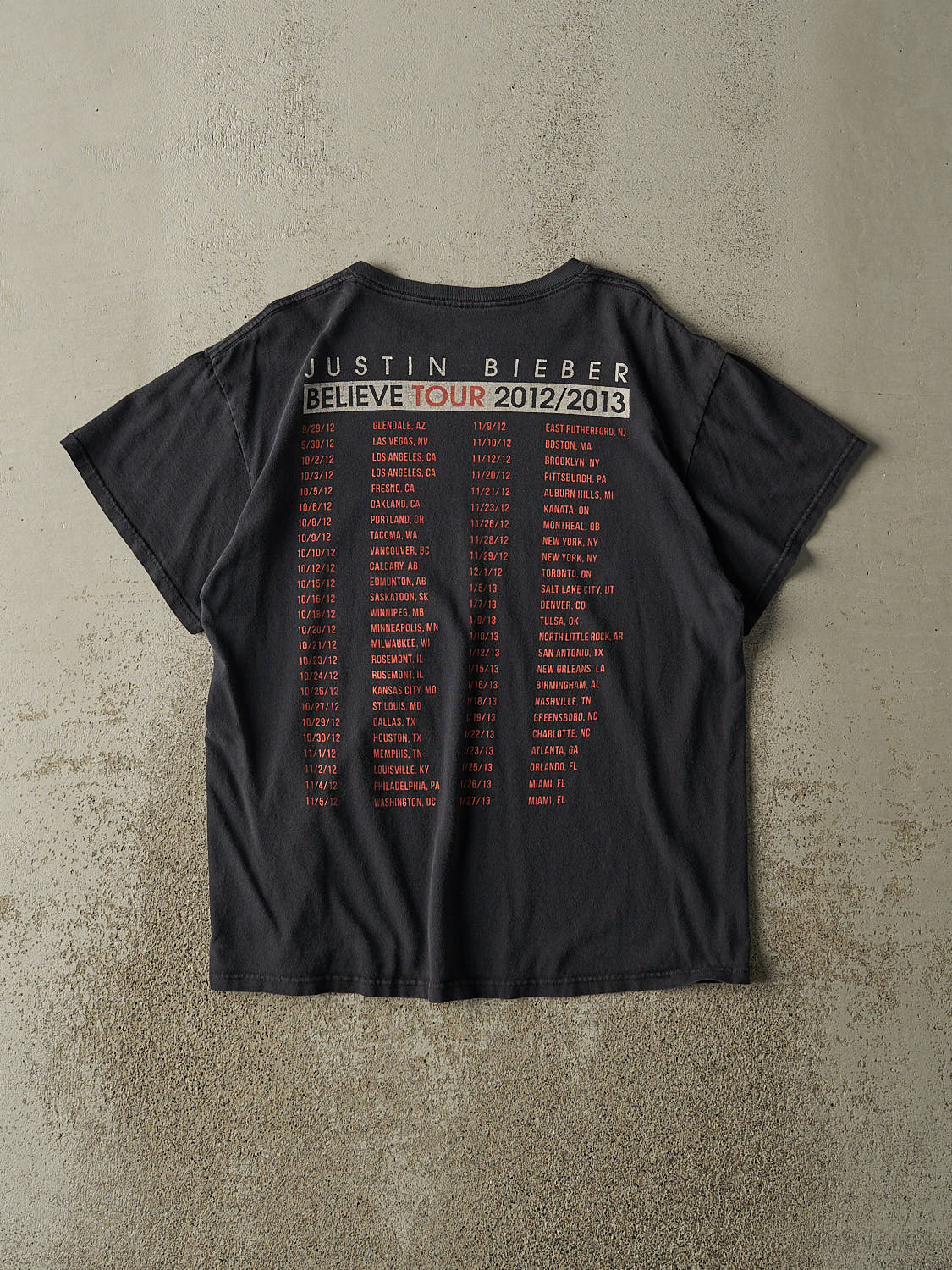 Vintage 13' Faded Black Justin Bieber Tour Tee (L)