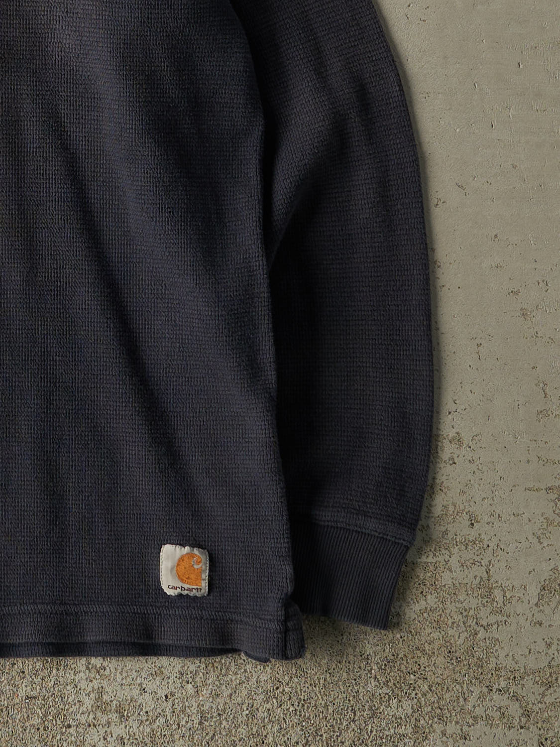 Vintage Y2K Navy Blue Carhartt Thermal Long Sleeve (L/XL)