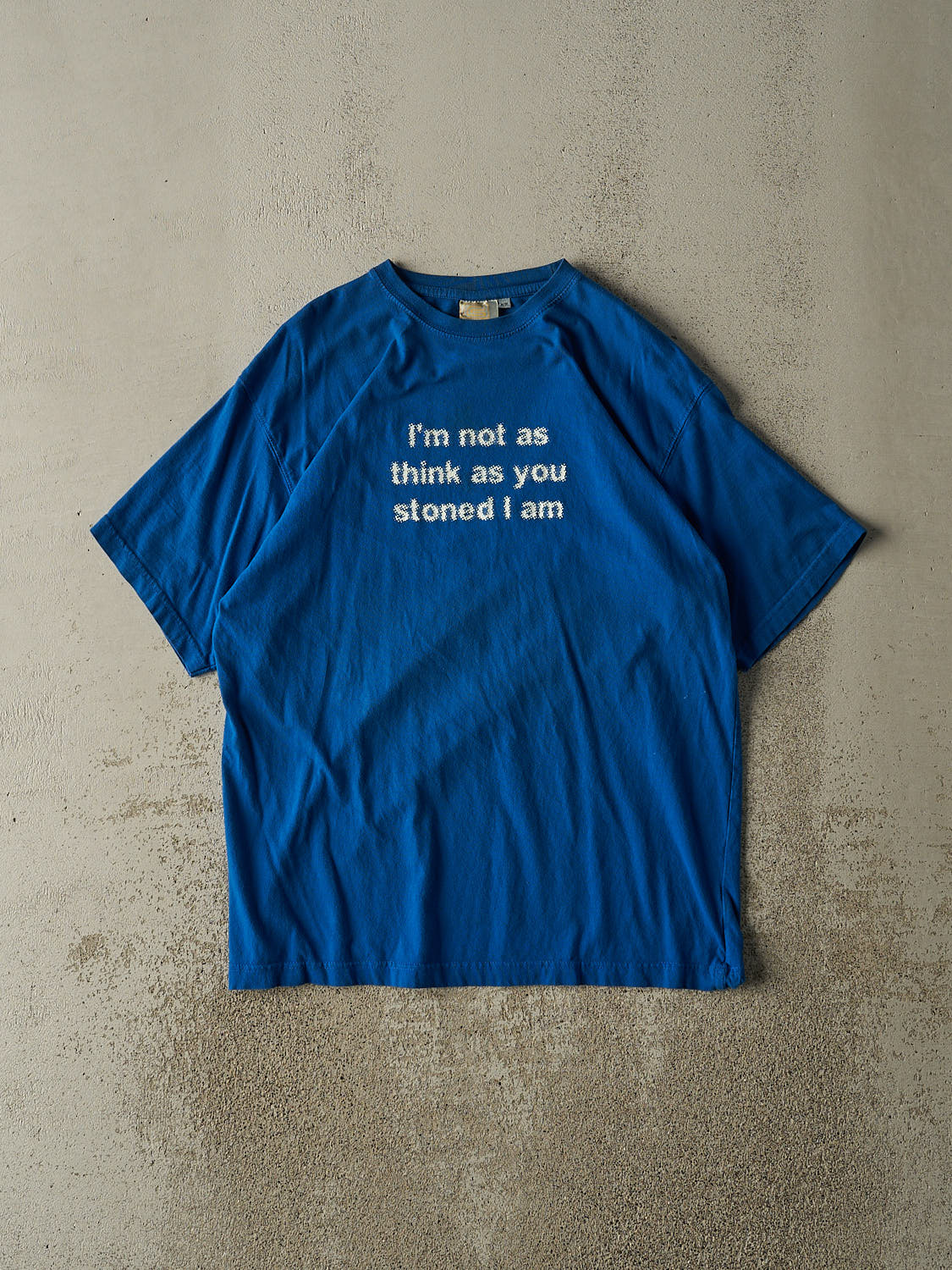 Vintage 90s Blue "Not As Stoned" Slogan Tee (M/L)
