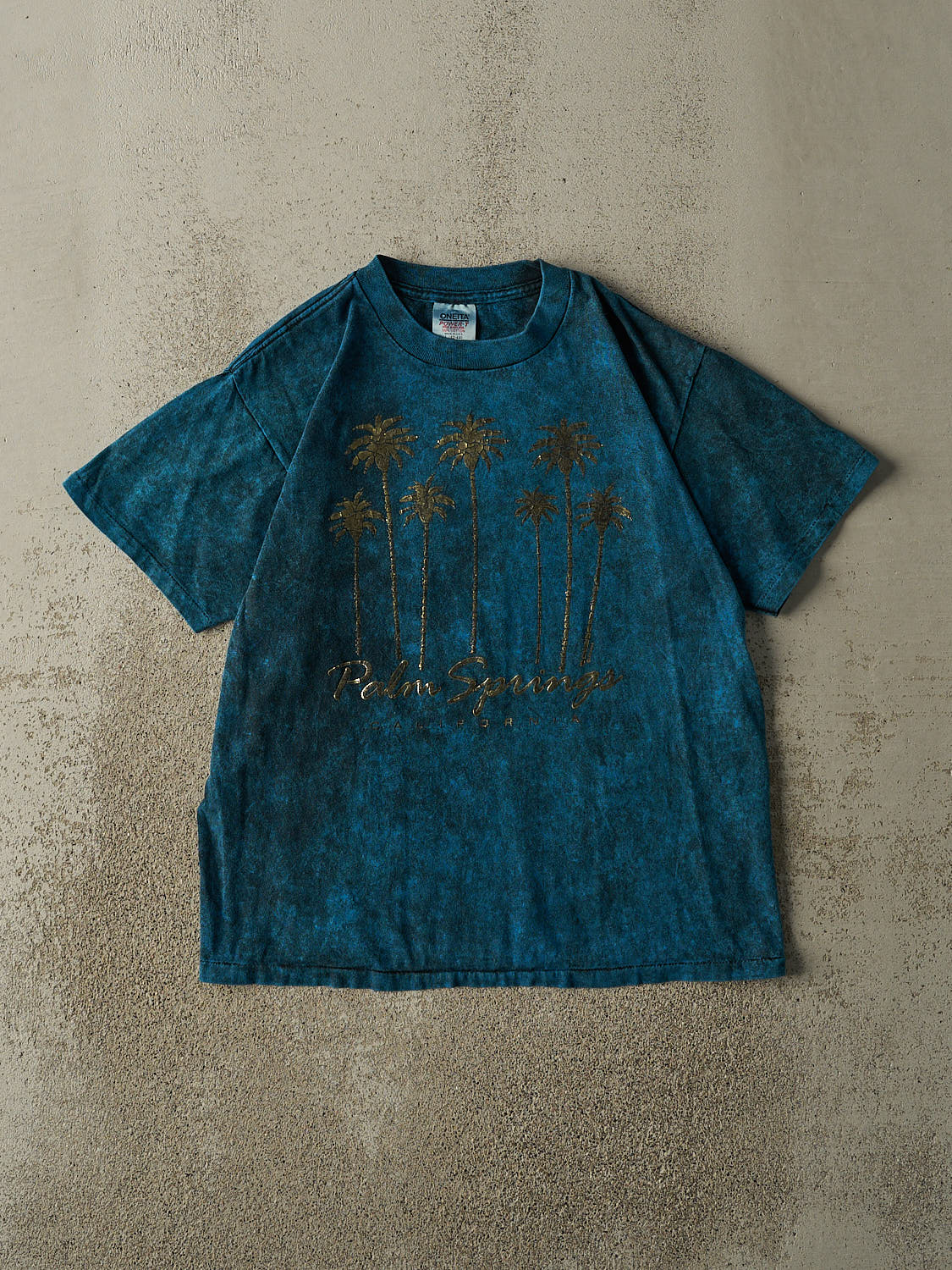 Vintage 90s Washed Blue Palm Springs California Single Stitch Tee (M/L)