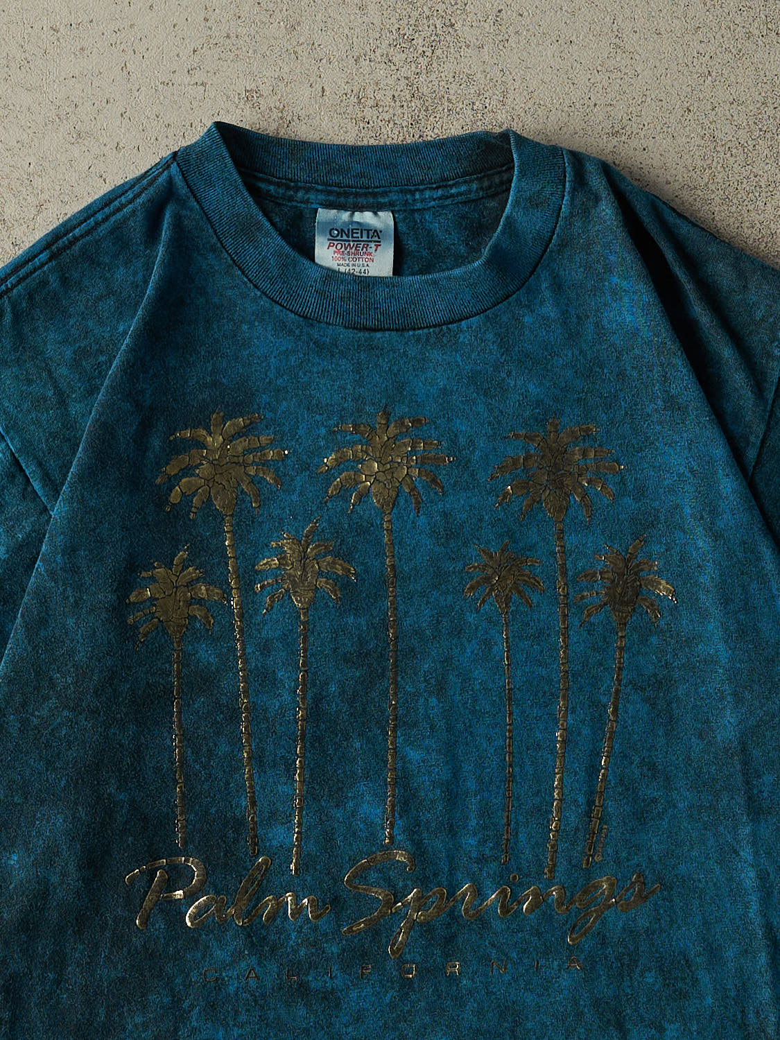 Vintage 90s Washed Blue Palm Springs California Single Stitch Tee (M/L)