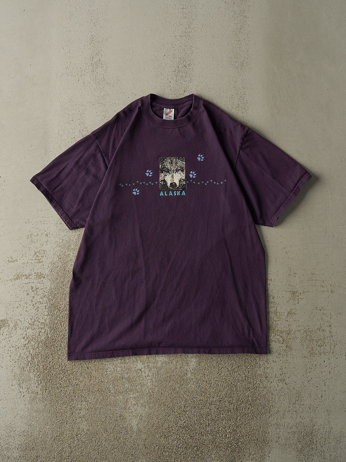 Vintage 90s Purple Alaska Wolf Tee (L/XL)
