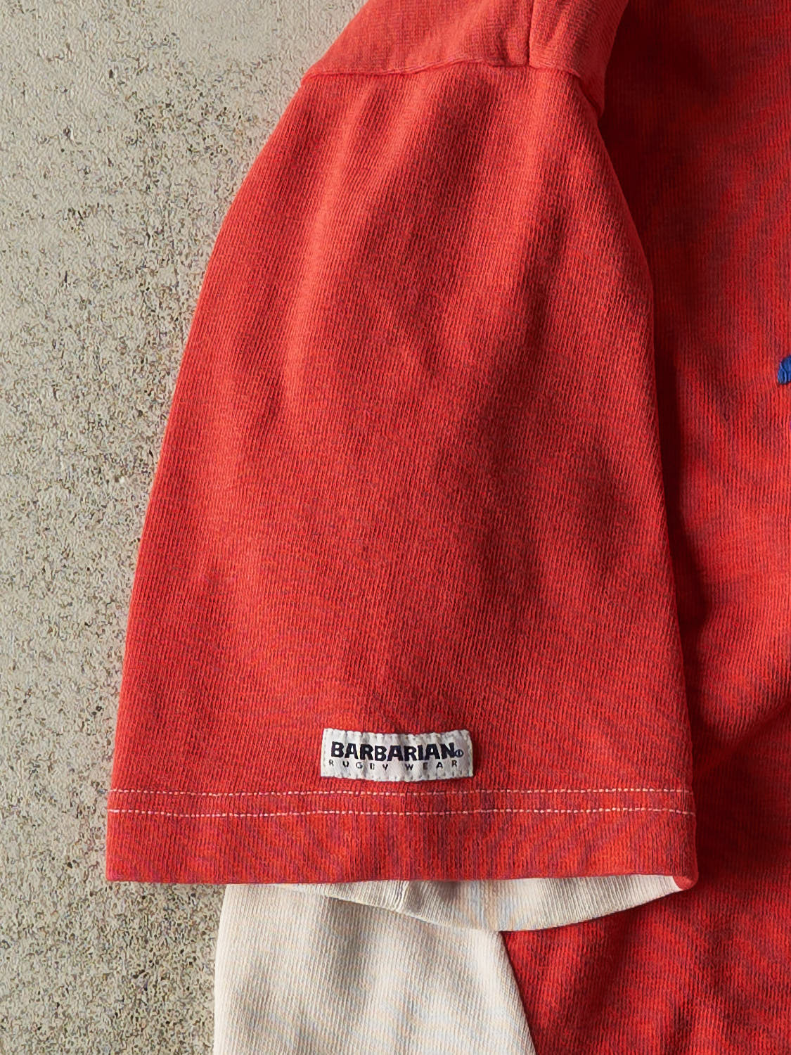 Vintage 90s Red & White Embroidered Quarter Button Tee (L/XL)