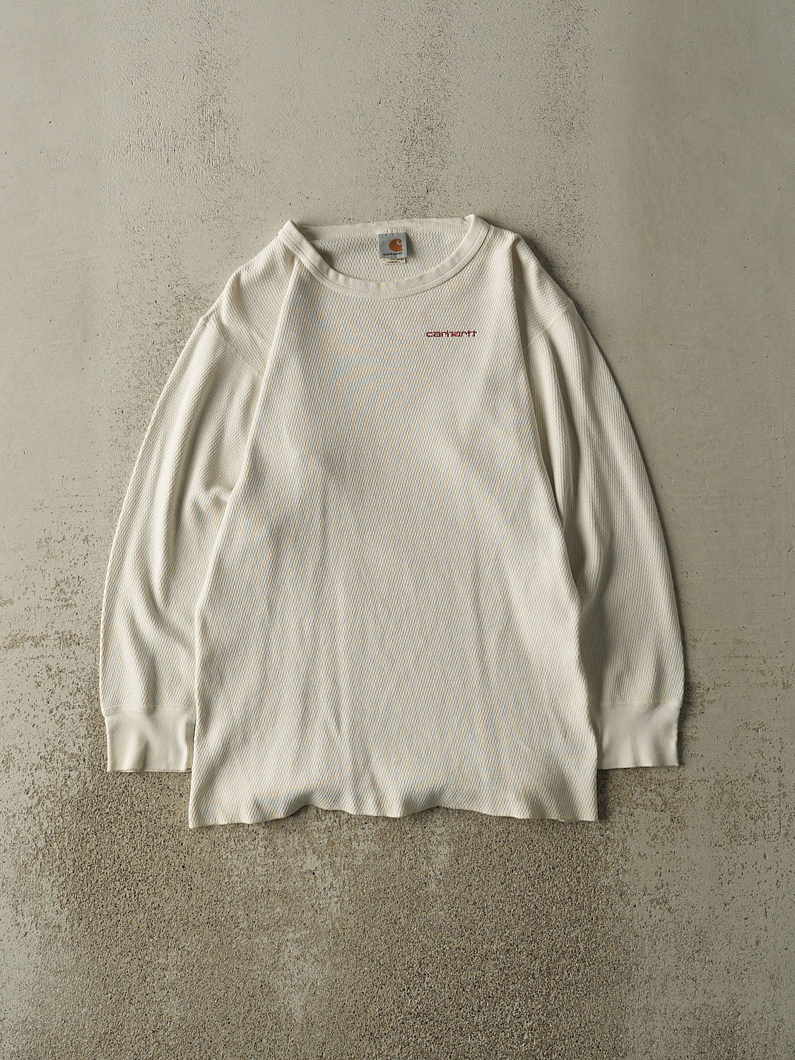 Vintage 90s White Carhartt Embroidered Thermal Long Sleeve (M)