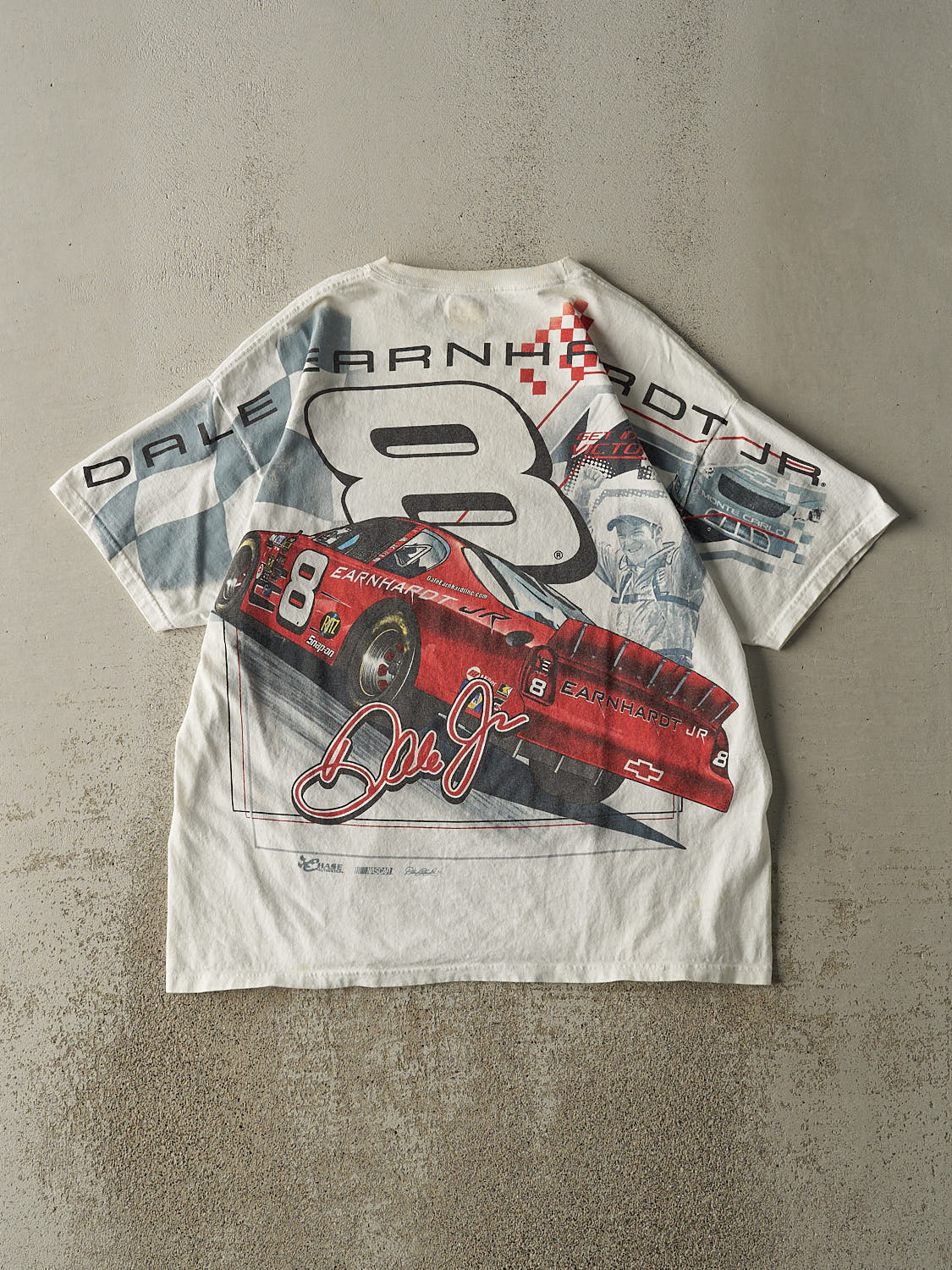 Vintage Y2K White Dale Earnhardt Jr AOP Nascar Tee (XL)