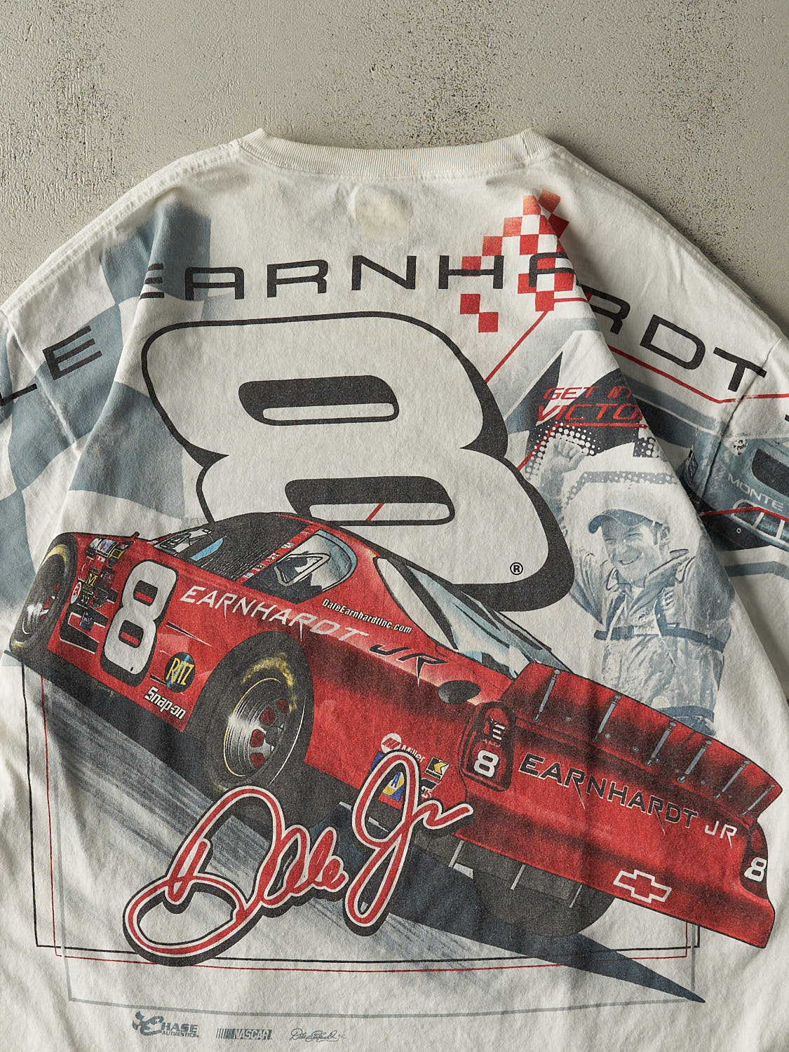 Vintage Y2K White Dale Earnhardt Jr AOP Nascar Tee (XL)