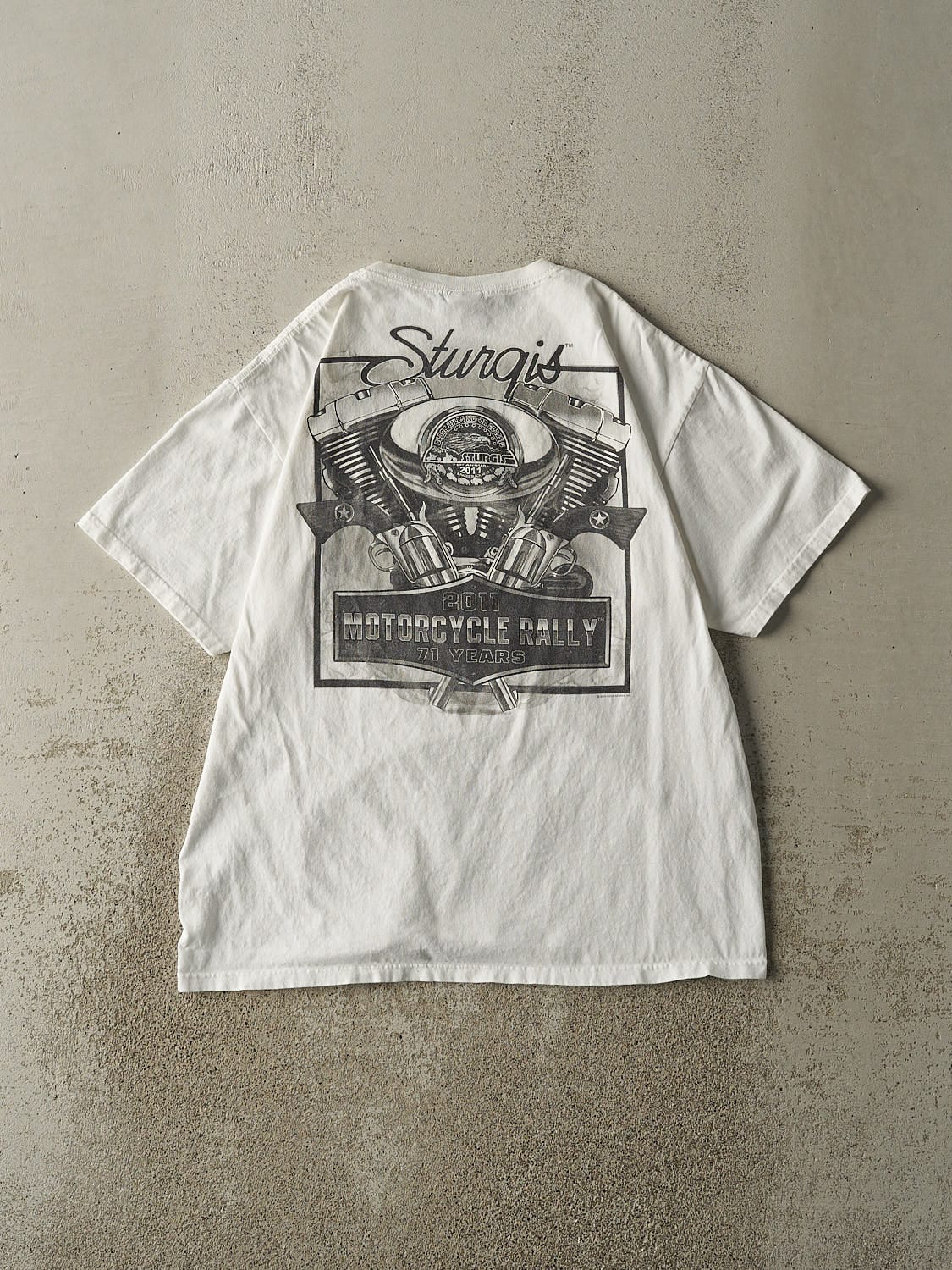 Vintage 11' White Sturgis Motorcycle Rally Tee (L)