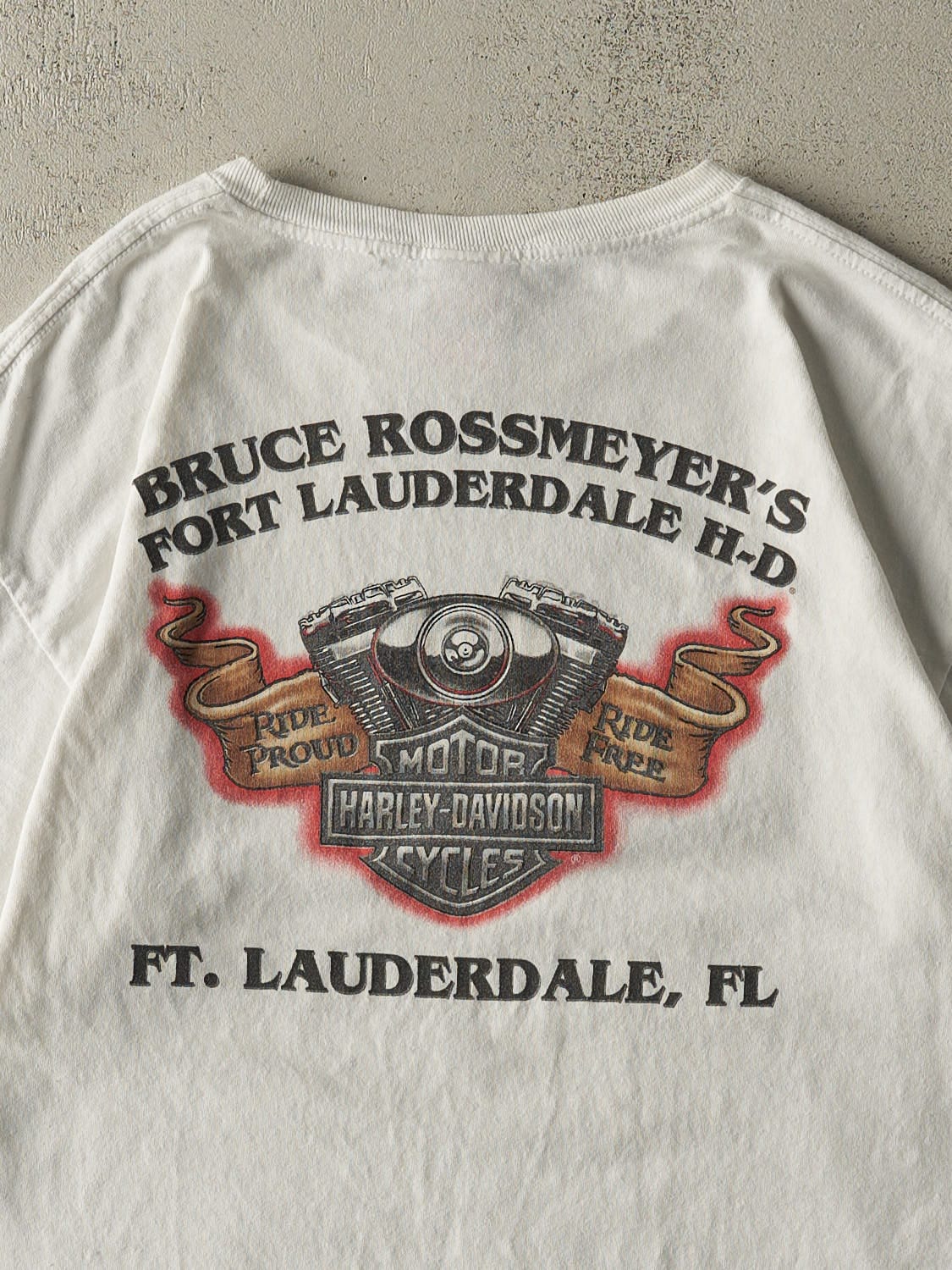 Vintage 12' White Harley Davidson Fort Lauderdale Tee (M/L)