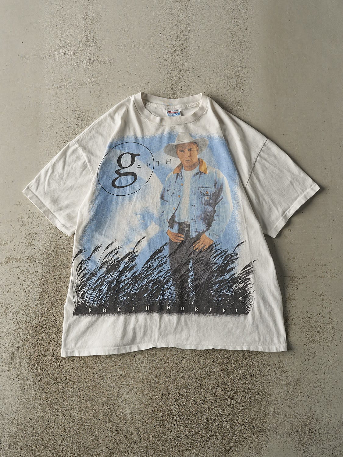 Vintage 96' White Garth Brooks Fresh Horses Single Stitch Tee (XL)