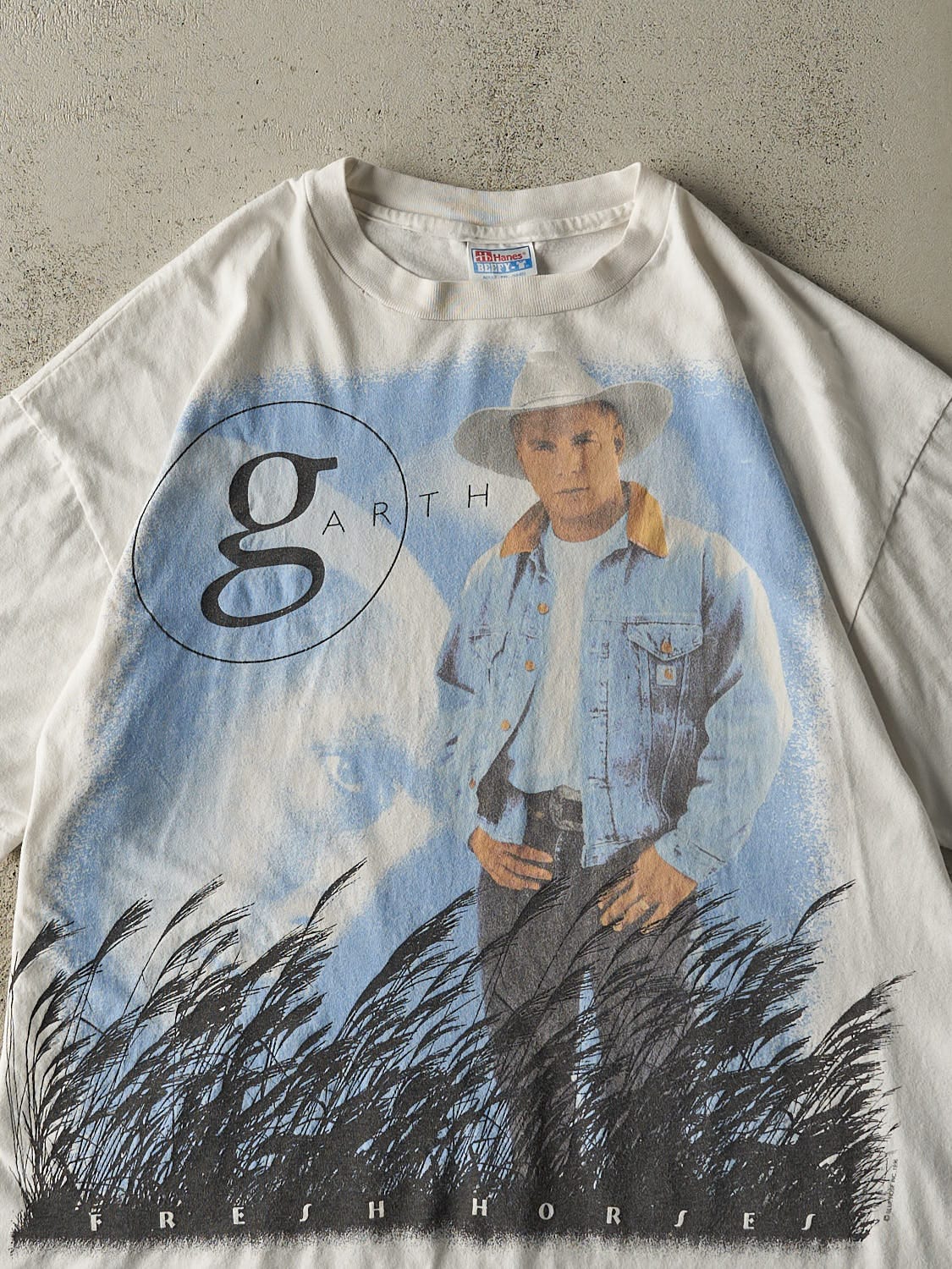 Vintage 96' White Garth Brooks Fresh Horses Single Stitch Tee (XL)