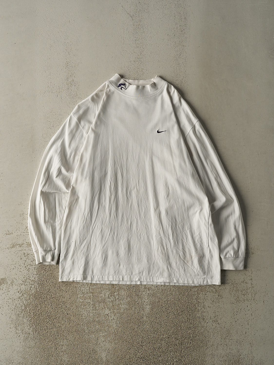 Vintage Y2K White University of Washington Nike Mock Neck Long Sleeve (XL/XXL)