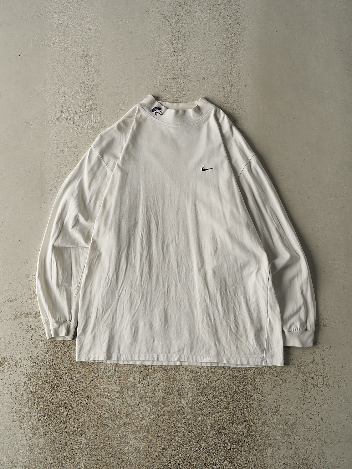 Vintage Y2K White University of Washington Nike Mock Neck Long Sleeve (XL/XXL)