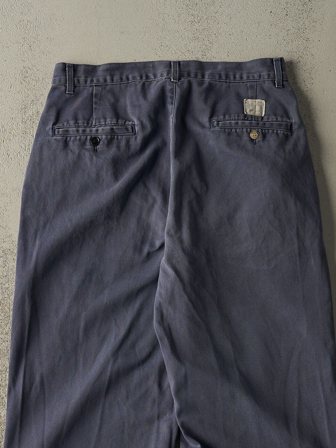 Vintage 90s Sun Faded Navy Polo Ralph Lauren Pleated Chino Pants (30x31.6)