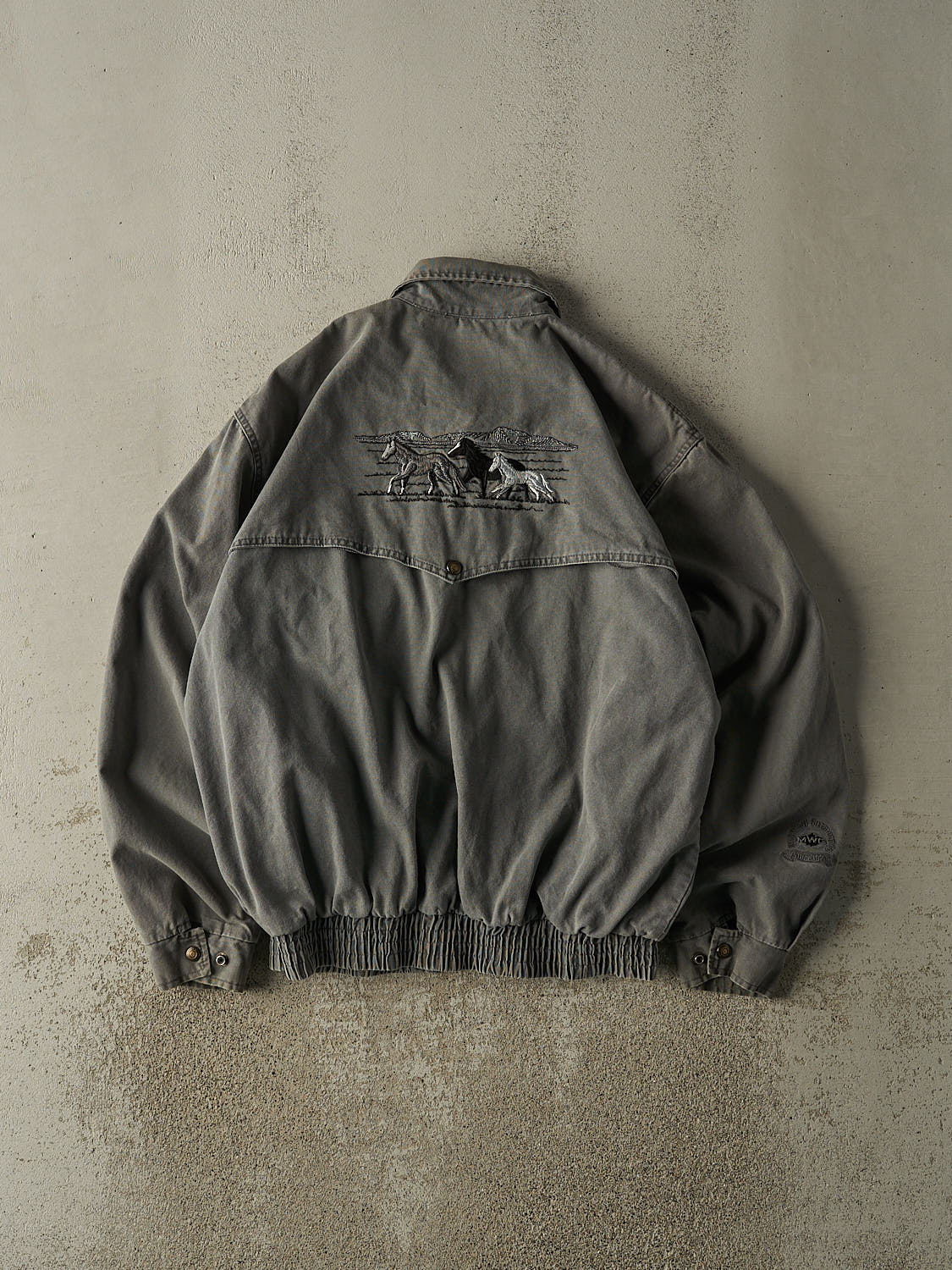 Vintage 90s Grey Embroidered Western Button Up Jacket (L)