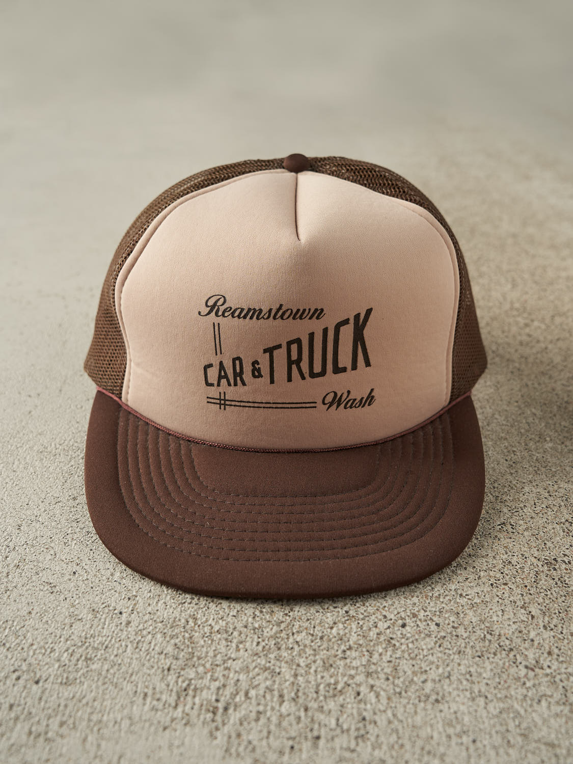 Vintage 80s Brown Reamstown Car & Truck Wash Foam Trucker Hat (O/S)