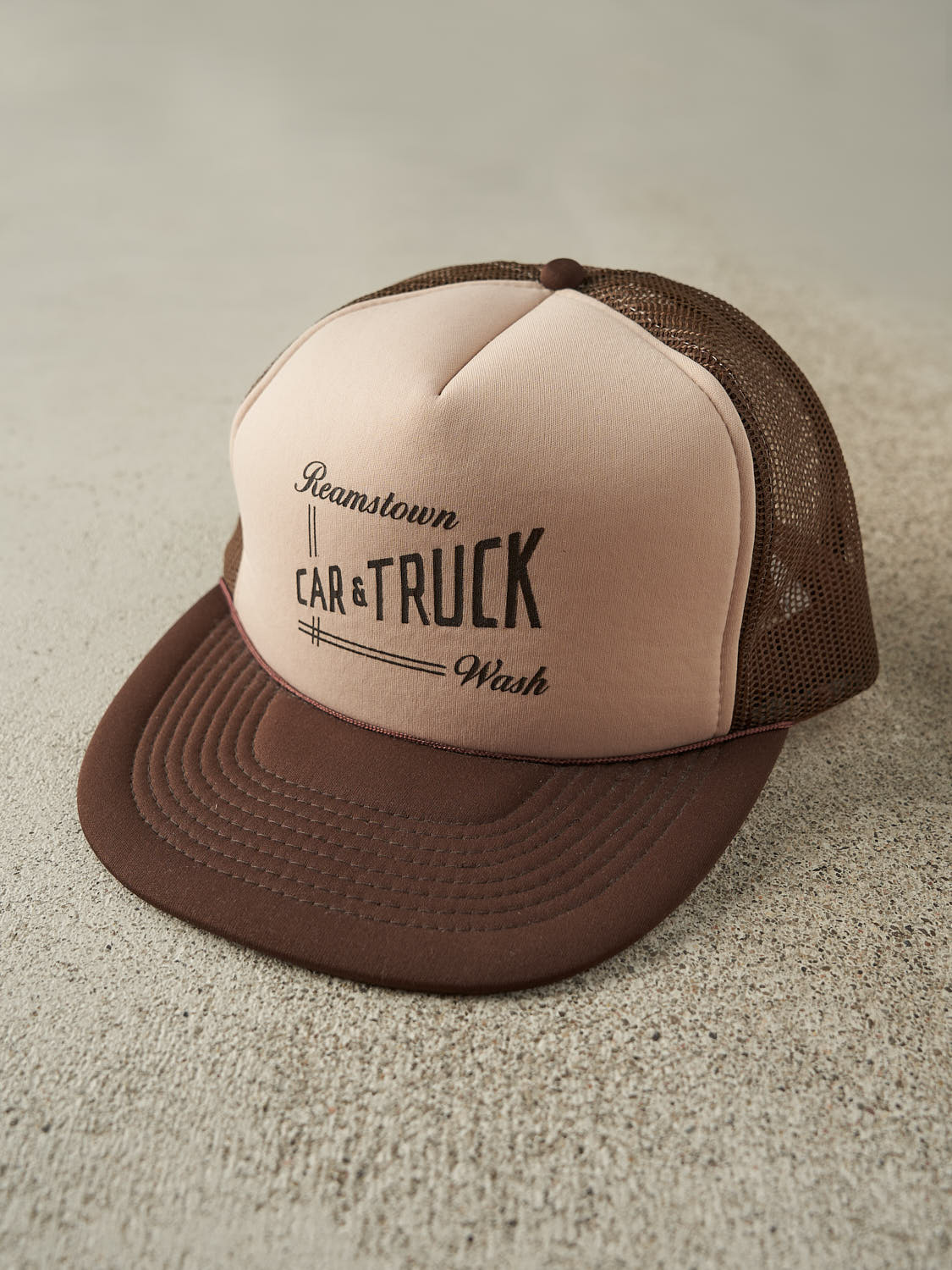 Vintage 80s Brown Reamstown Car & Truck Wash Foam Trucker Hat (O/S)