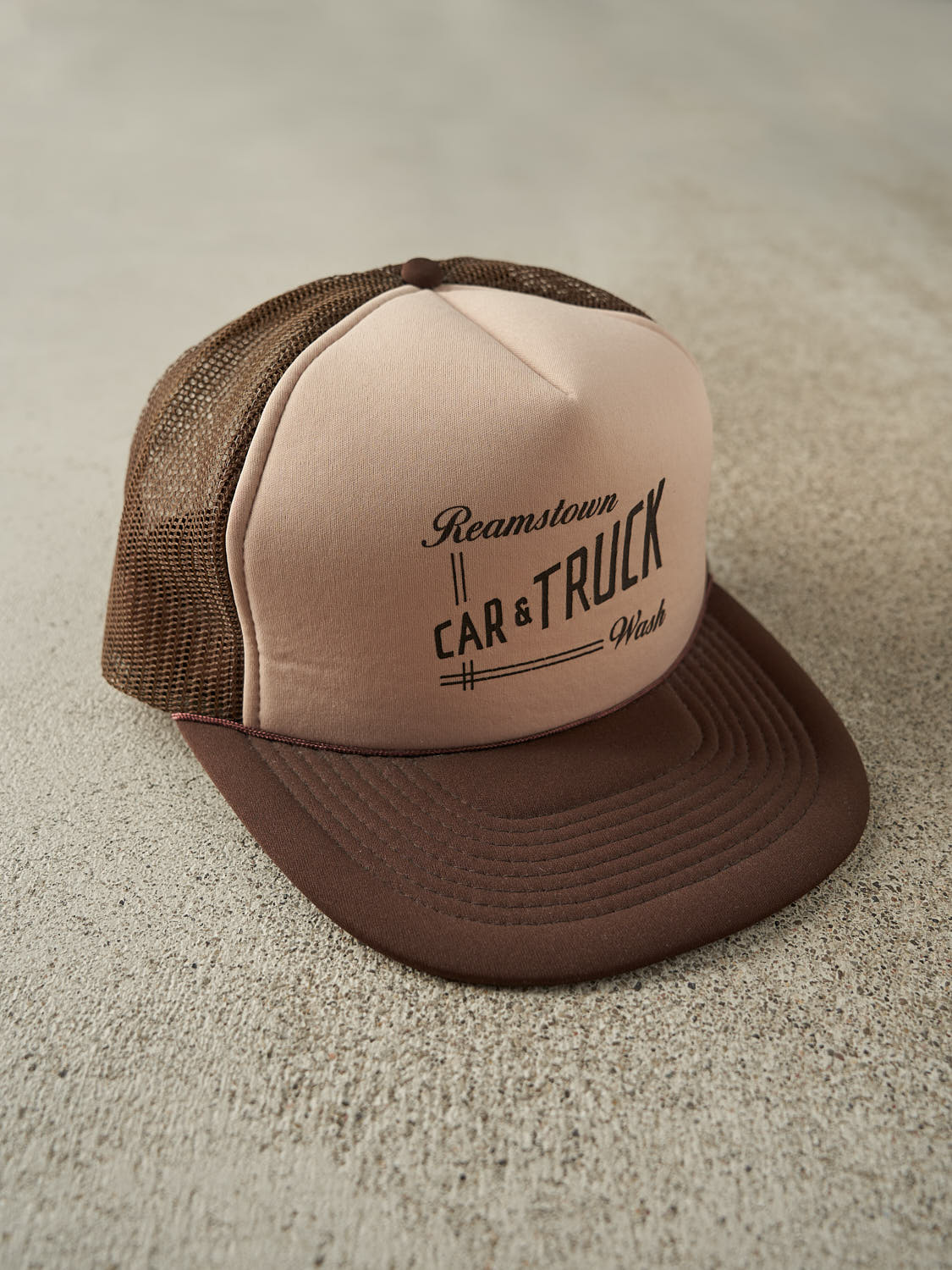 Vintage 80s Brown Reamstown Car & Truck Wash Foam Trucker Hat (O/S)