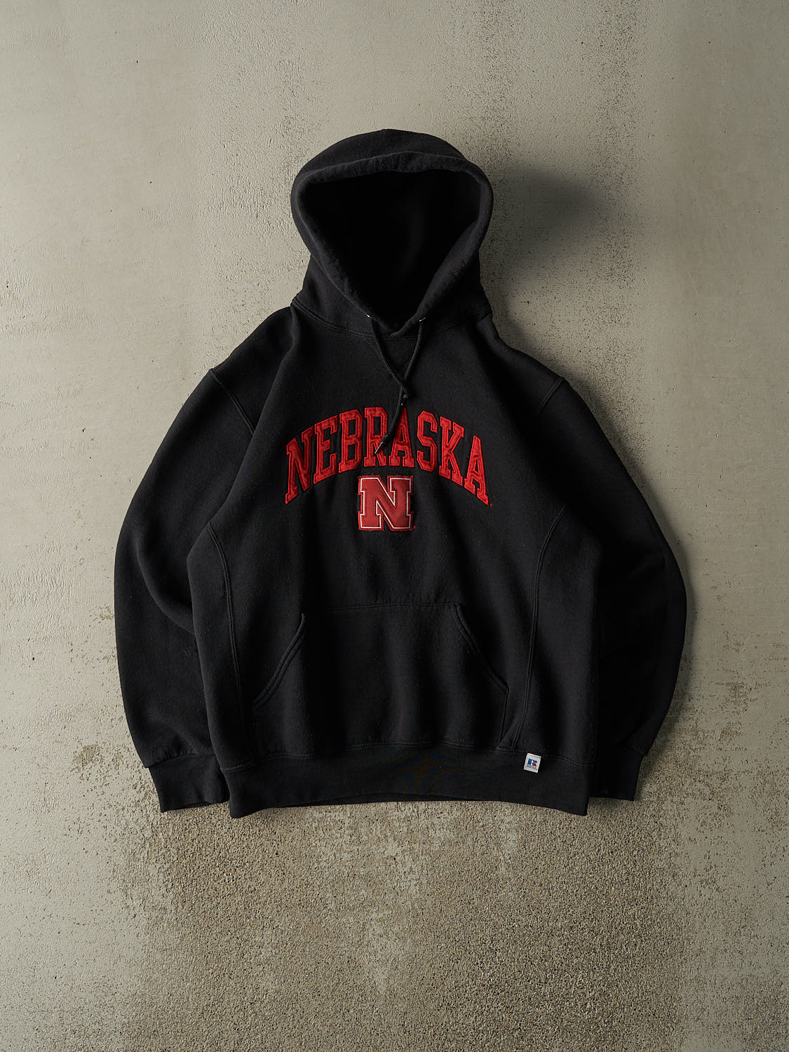Vintage Y2K Black Russell Athletic Nebraska Embroidered Hoodie (M/L)