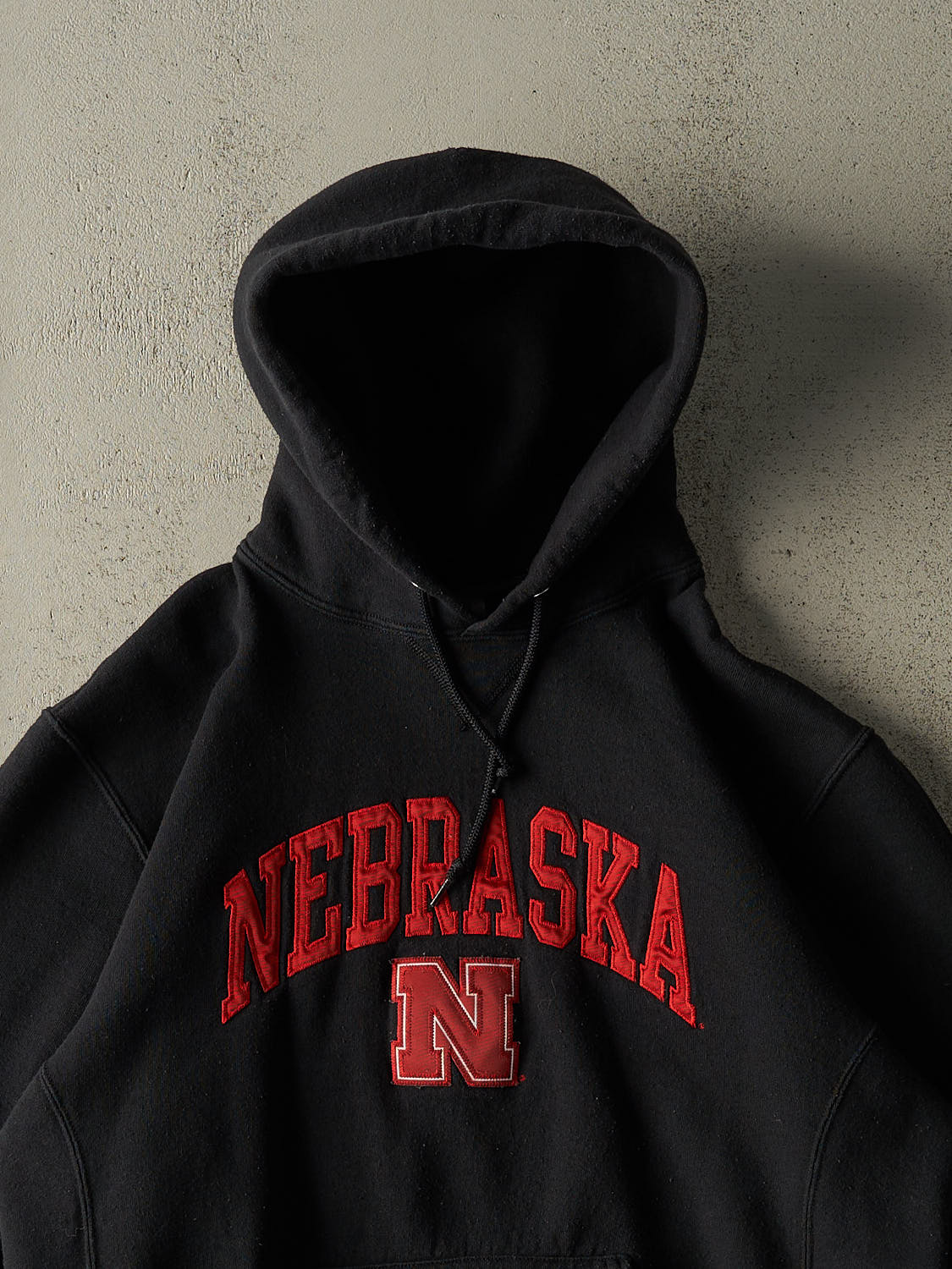 Vintage Y2K Black Russell Athletic Nebraska Embroidered Hoodie (M/L)