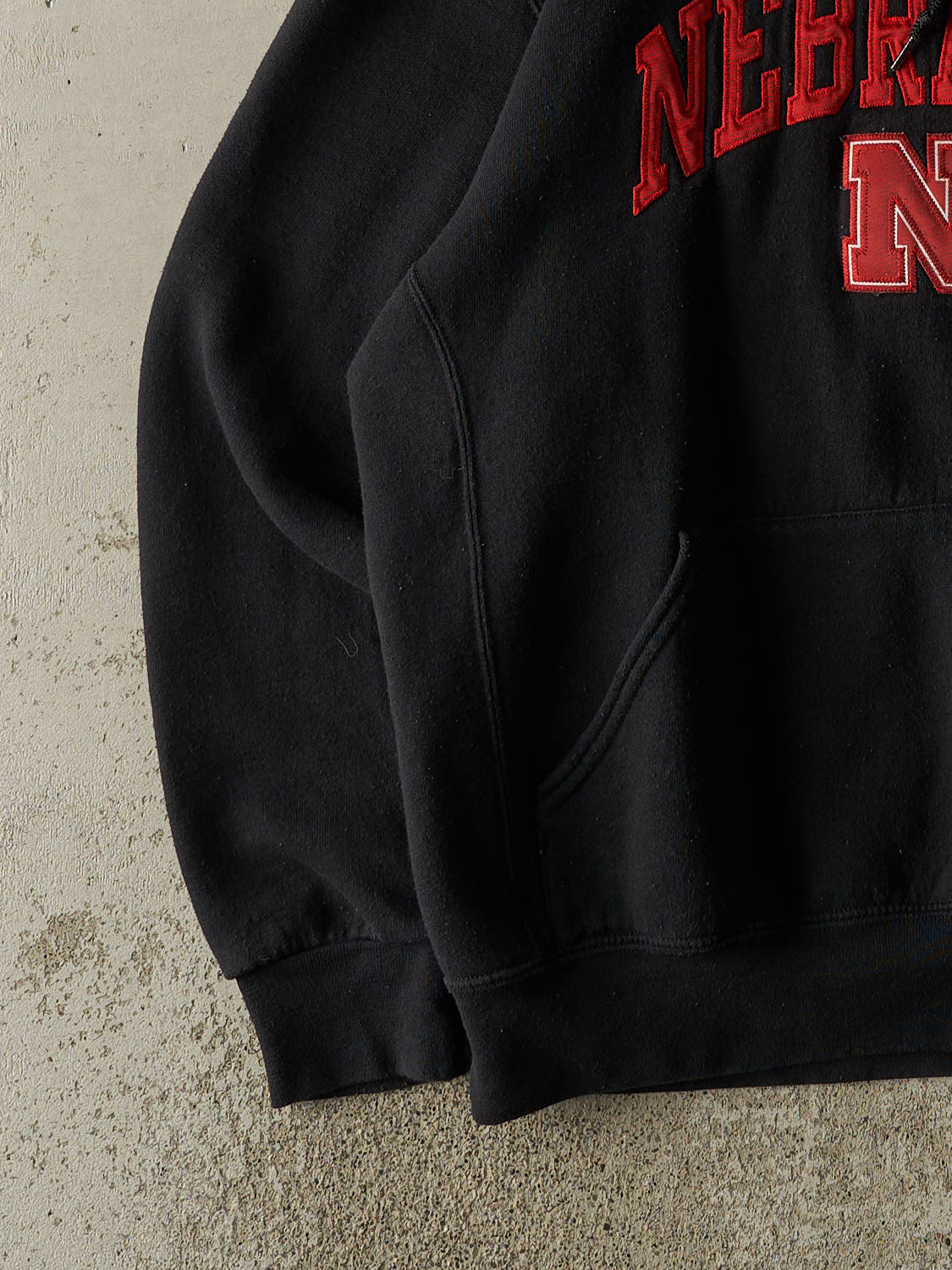 Vintage Y2K Black Russell Athletic Nebraska Embroidered Hoodie (M/L)