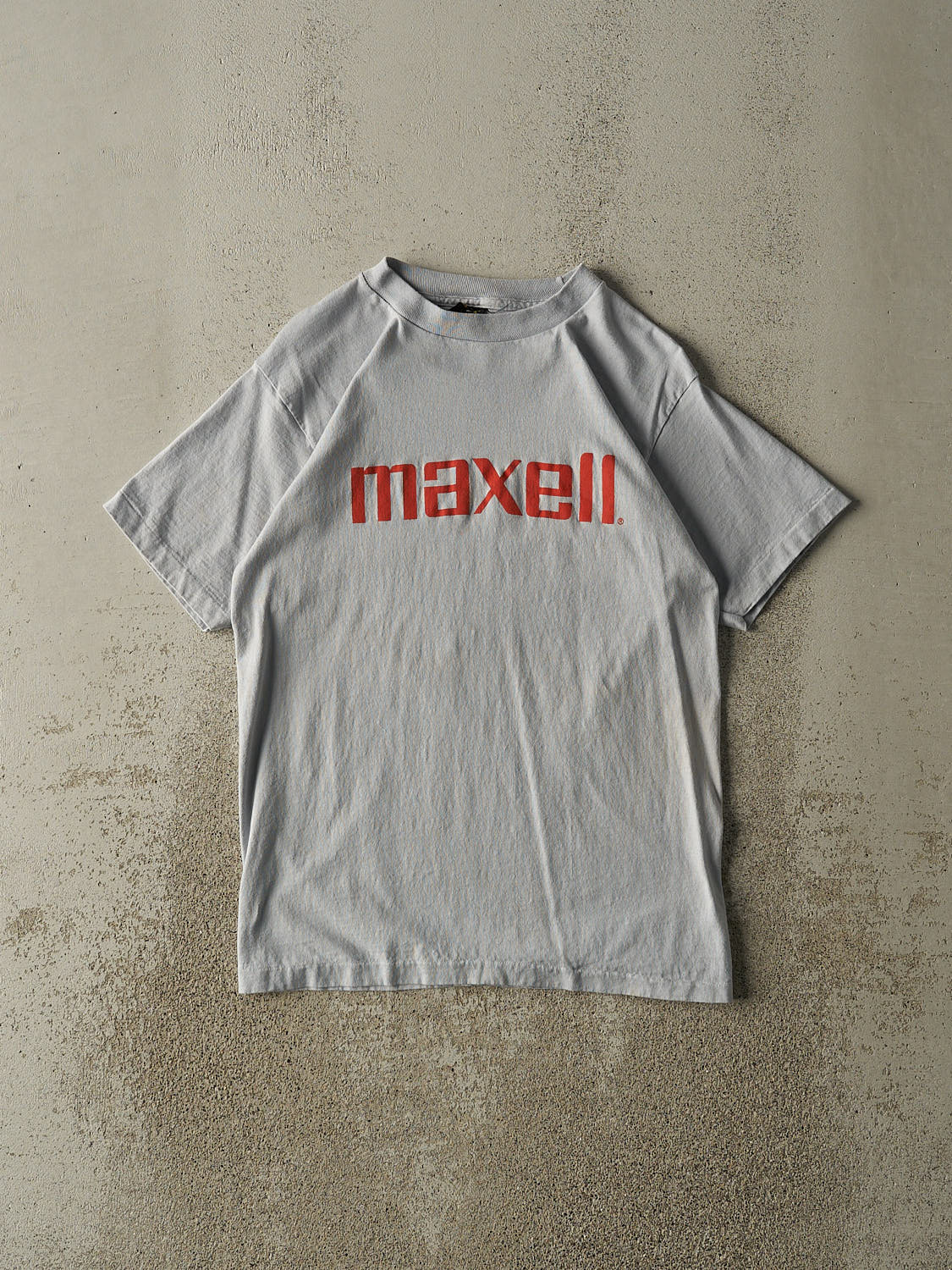 Vintage 80s Baby Blue Maxell Single Stitch Logo Tee (XS/S)