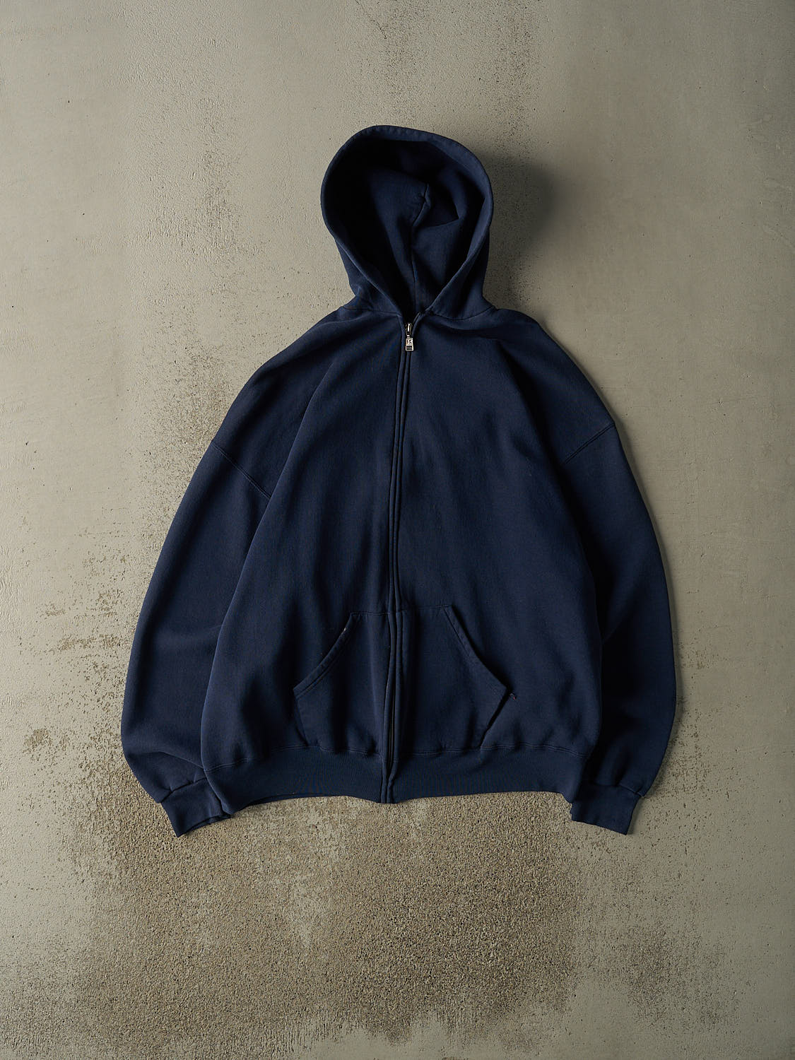 Vintage Y2K Navy Blue Russell Athletic Blank Zip Up Hoodie (XL/XXL)