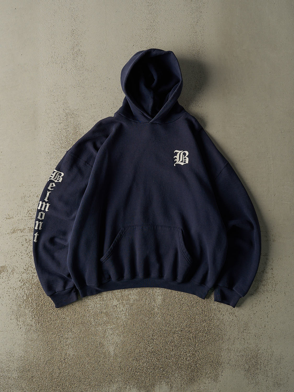 Vintage Y2K Navy Blue Russell Athletic Belmont Hoodie (XL)