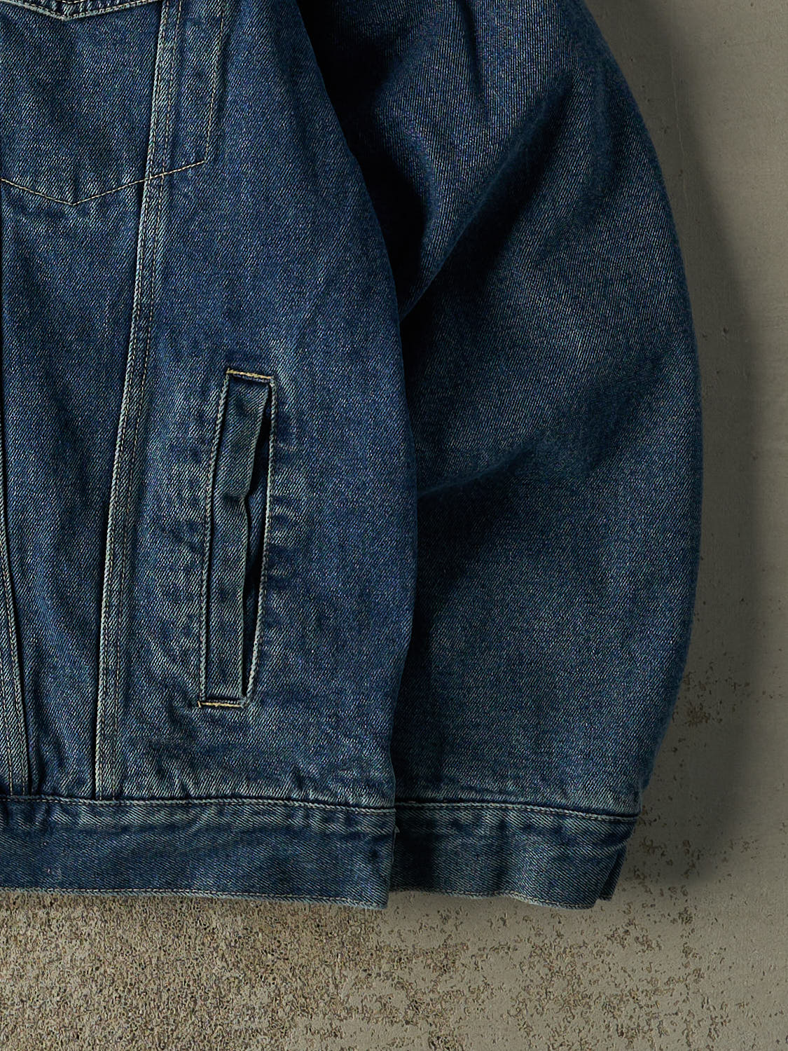 Vintage 90s Mid Wash Blanket Lined Embroidered Denim Jacket (XL)