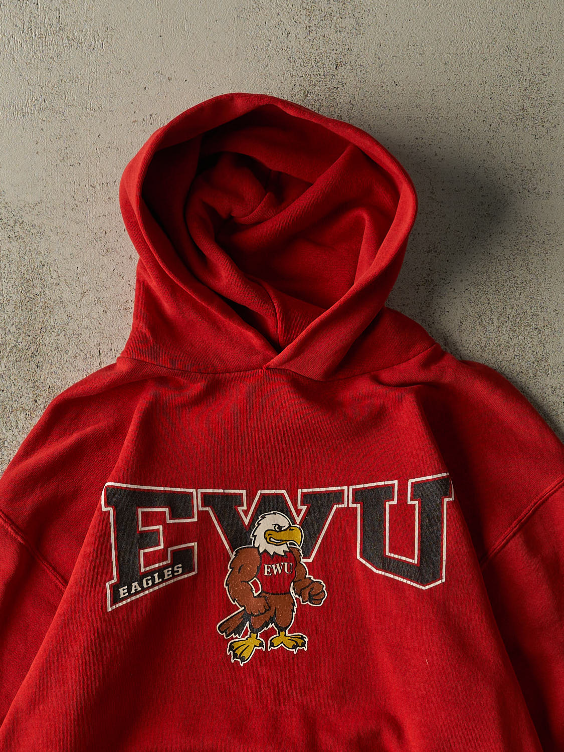 Vintage Y2K Red Russell Athletic EWU Eagles Hoodie (S/M)