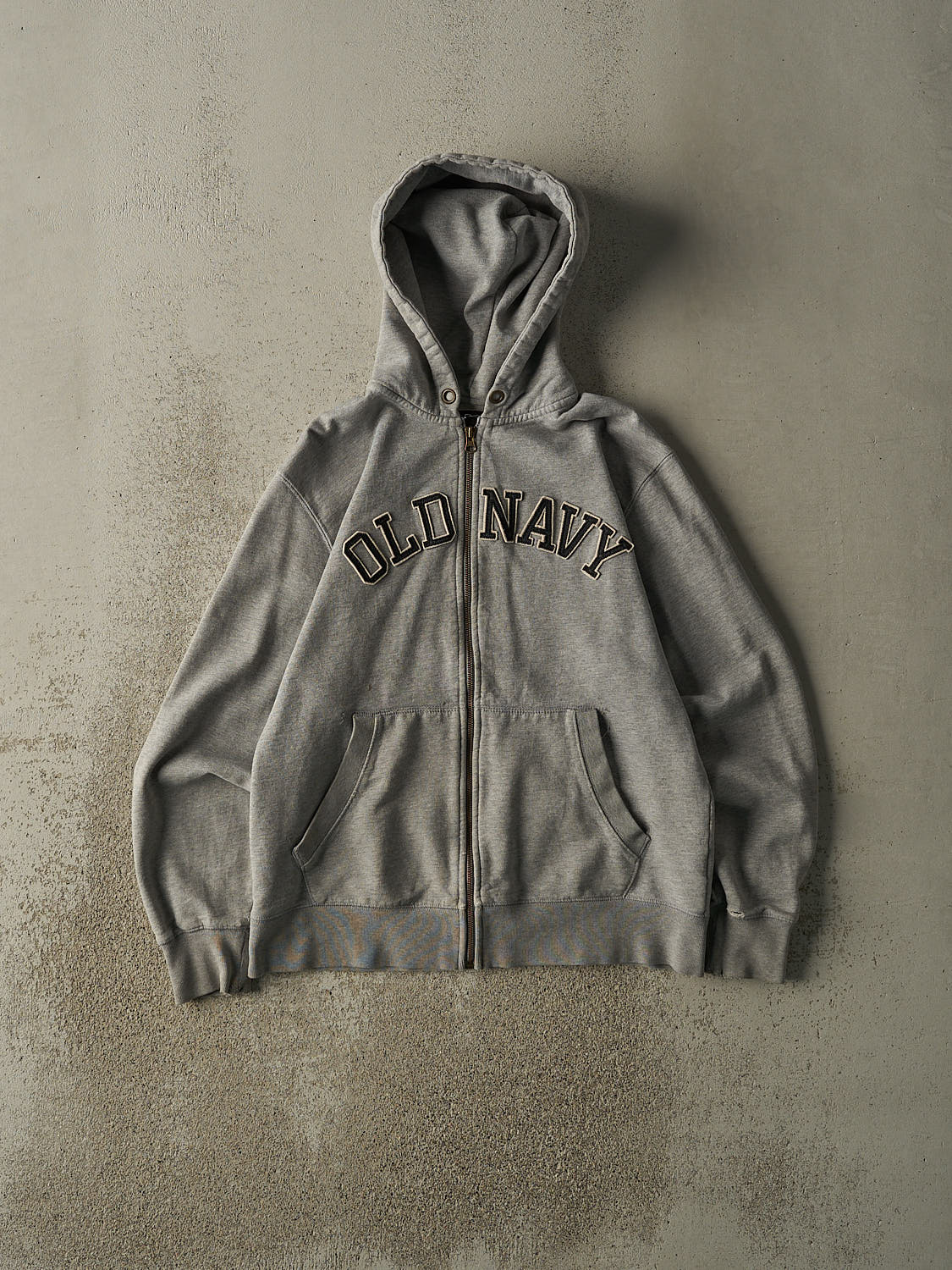 Vintage 90s Grey Old Navy Embroidered Zip Up Hoodie (M)