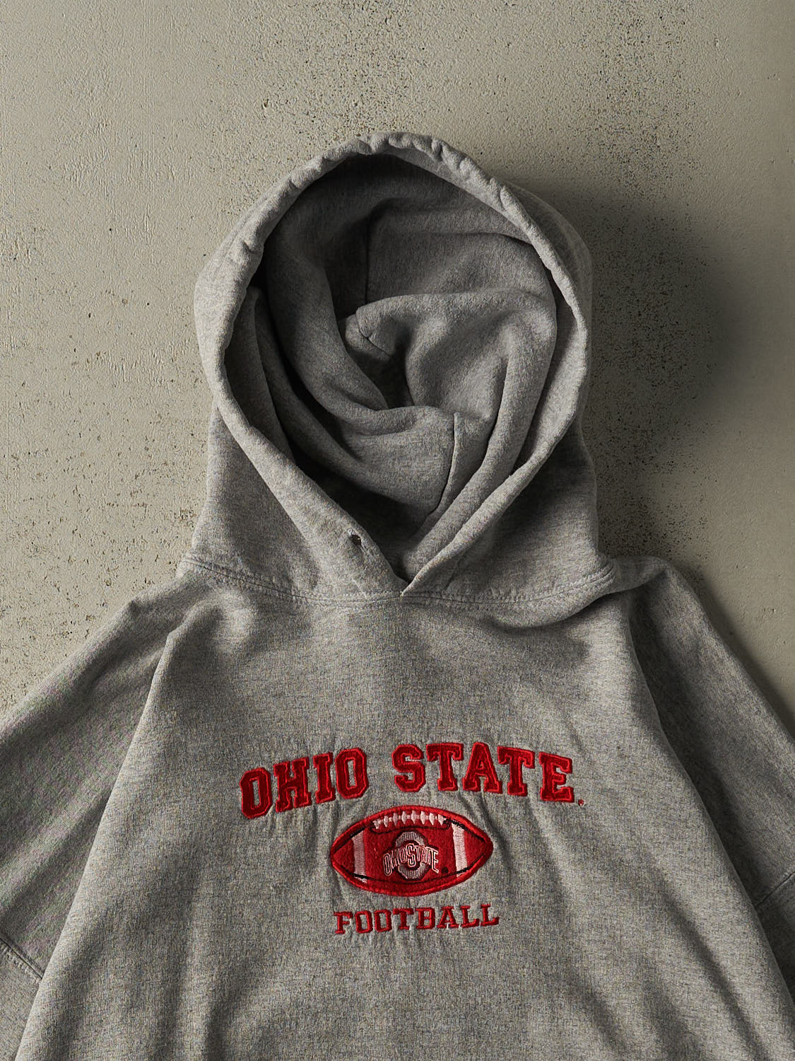 Vintage 90s Grey Ohio State Football Embroidered Hoodie (XL/XXL)