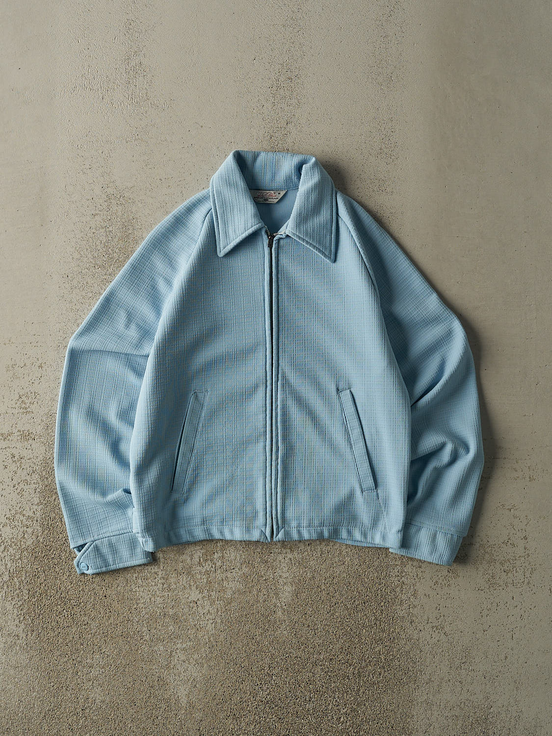 Vintage 70s Baby Blue Zip Up Lightweight Jacket (S/M)