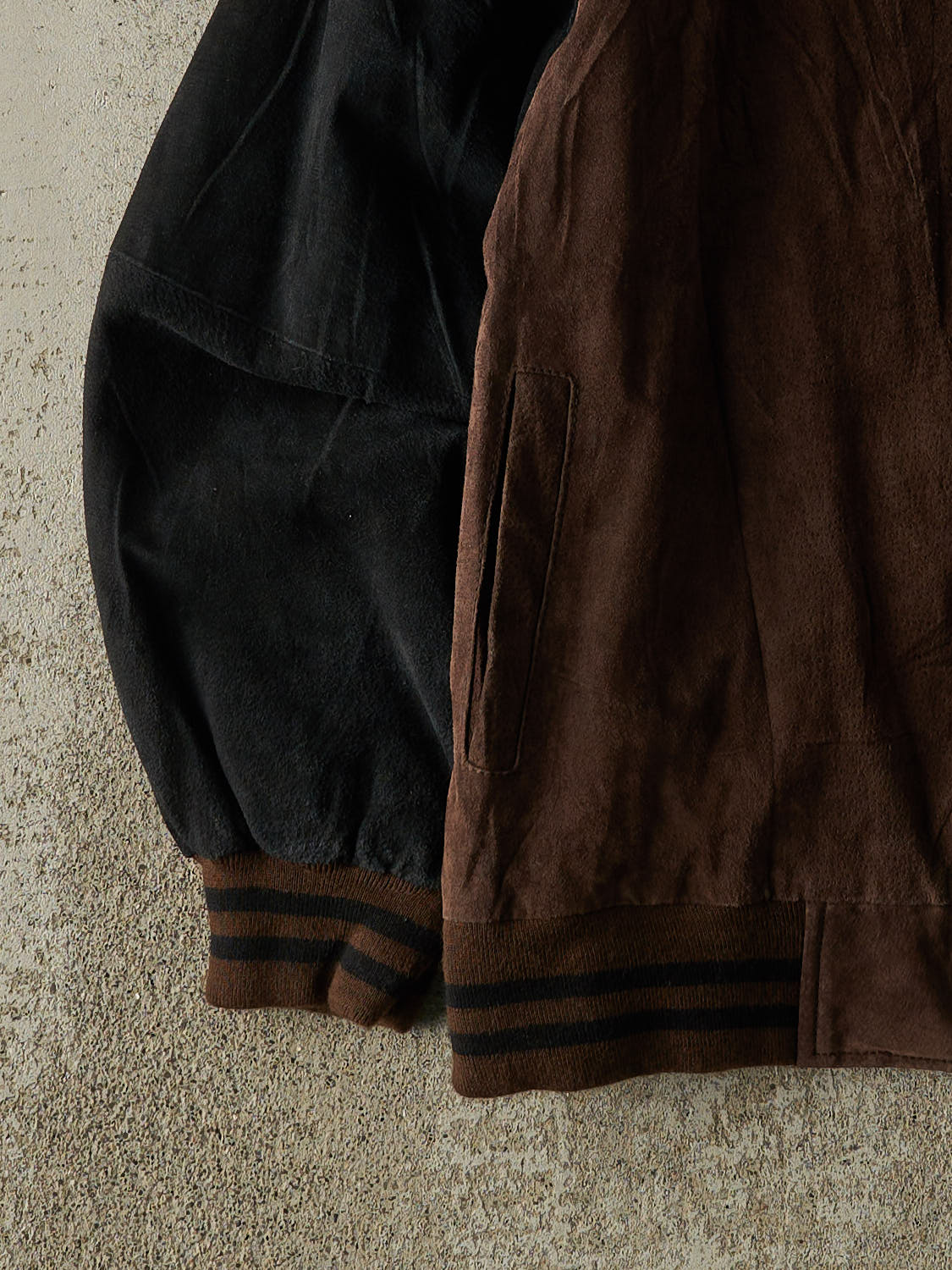 Vintage 90s Brown & Black Suede Bomber Jacket (XXL)