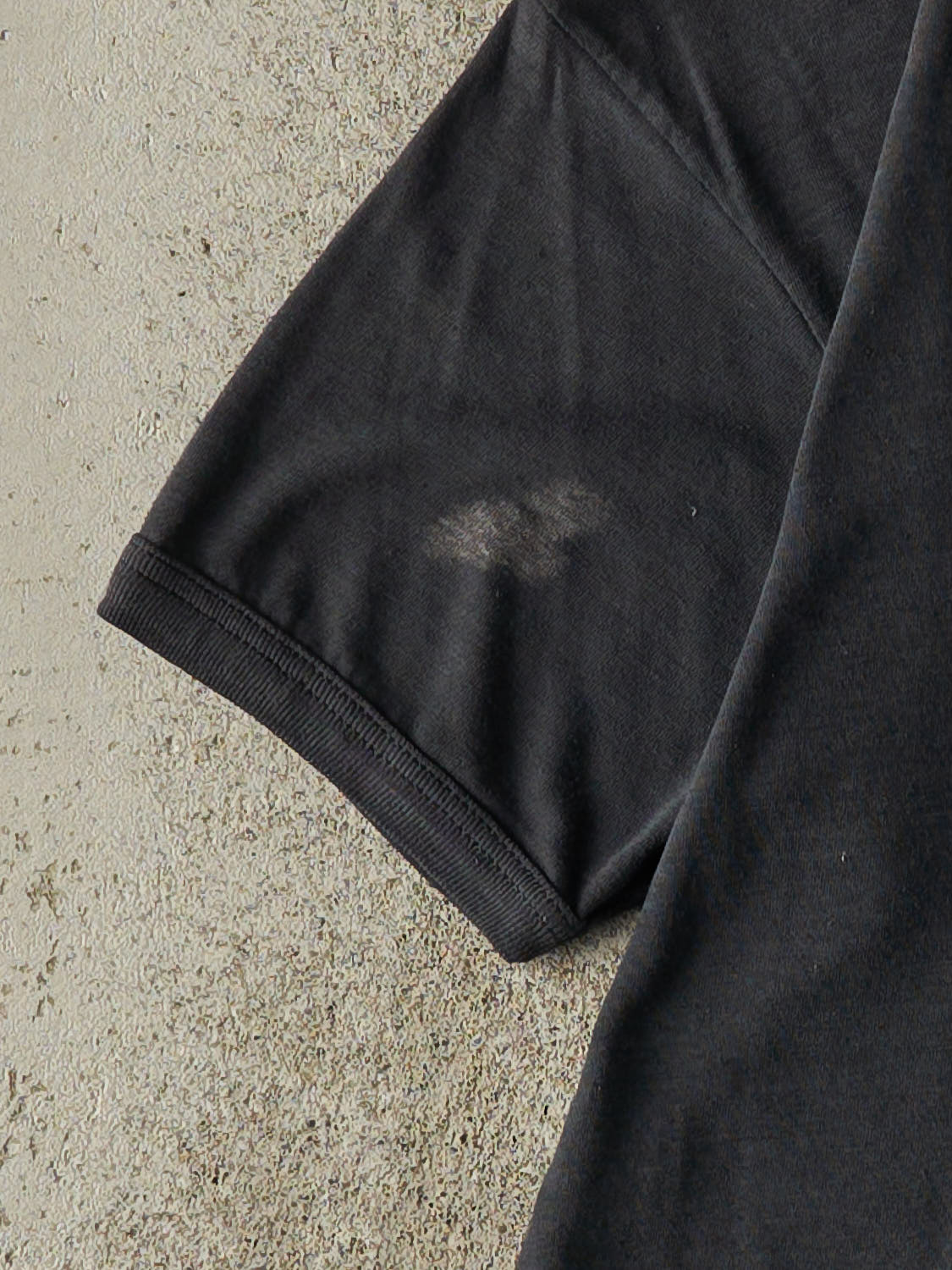 Vintage 70s Faded Black Blank Ringer Pocket Tee (S)