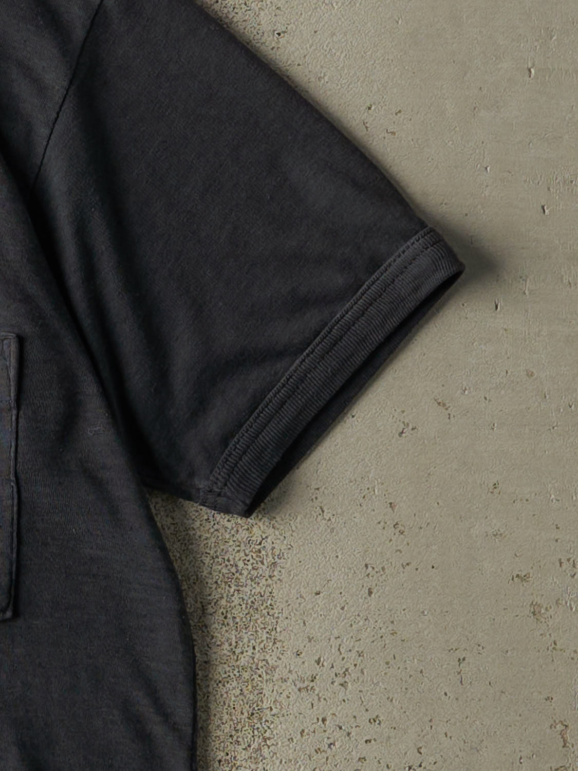 Vintage 70s Faded Black Blank Ringer Pocket Tee (S)