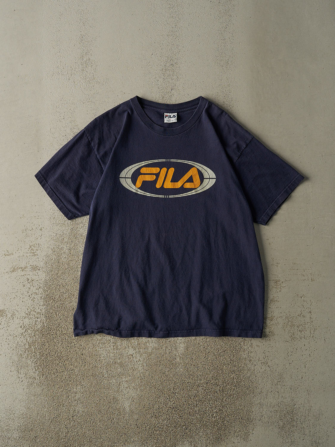 Vintage 90s Navy Blue Fila Logo Tee (L/XL)