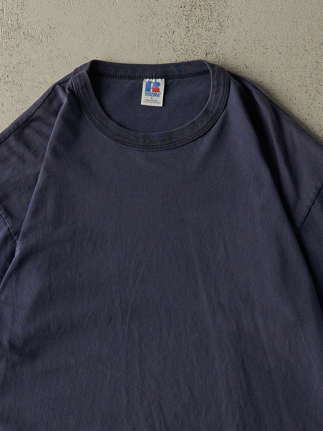 Vintage 90s Navy Blue Russell Athletic Blank Tee (L)