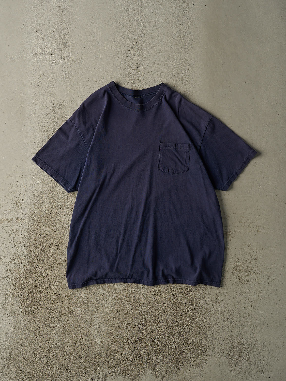 Vintage 90s Navy Blue Blank Pocket Tee (L/XL)