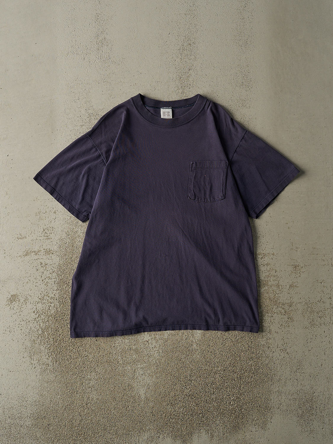 Vintage 90s Navy Blue Russell Athletic Blank Pocket Tee (L)