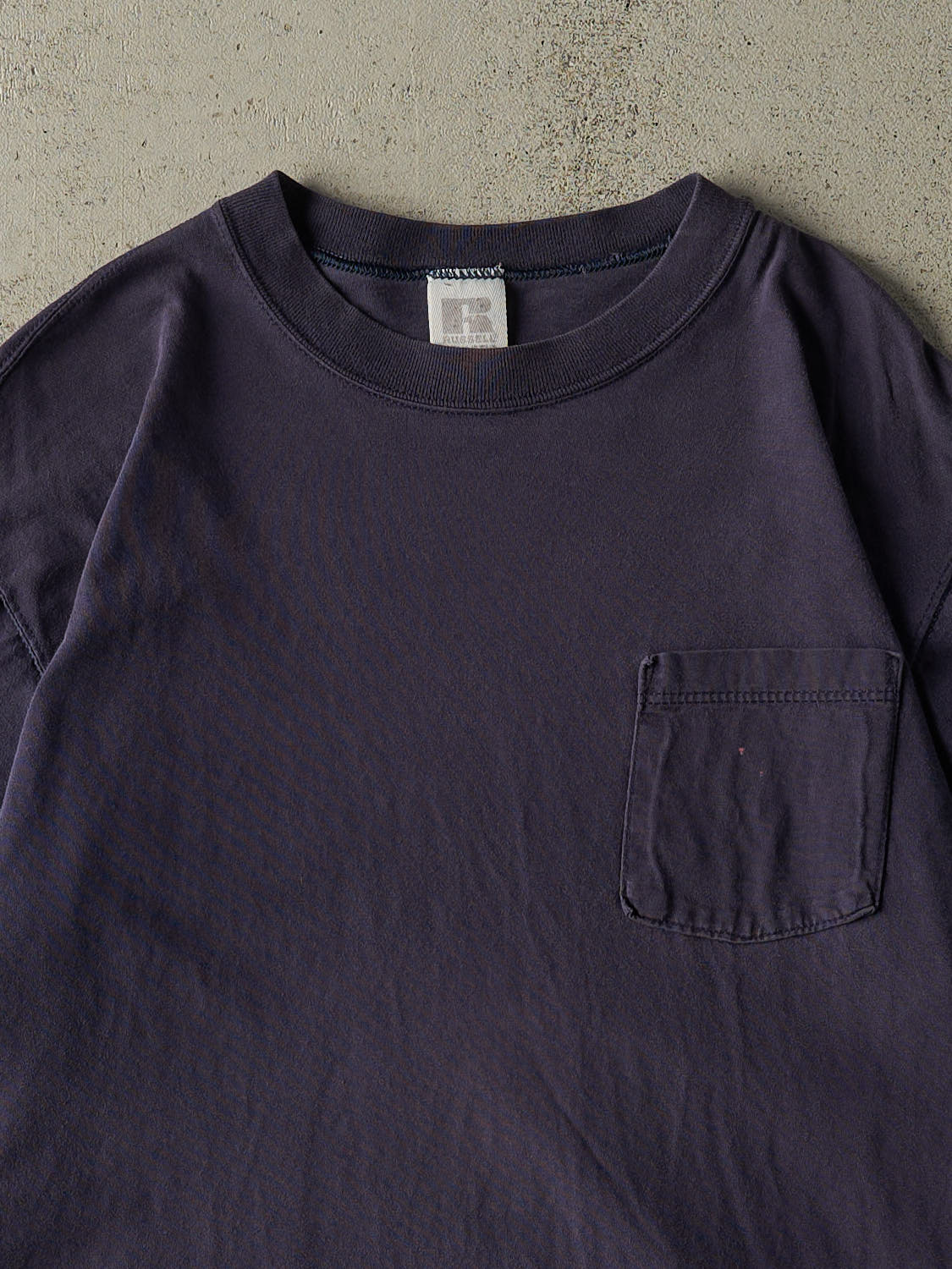 Vintage 90s Navy Blue Russell Athletic Blank Pocket Tee (L)