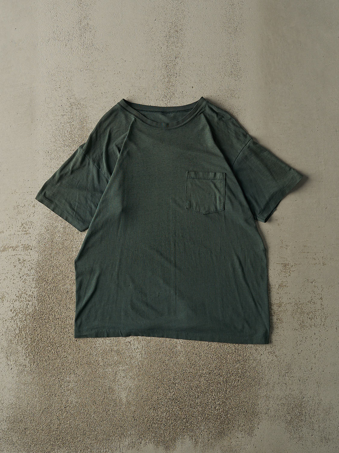 Vintage 80s Green Blank Pocket Single Stitch Tee (L)