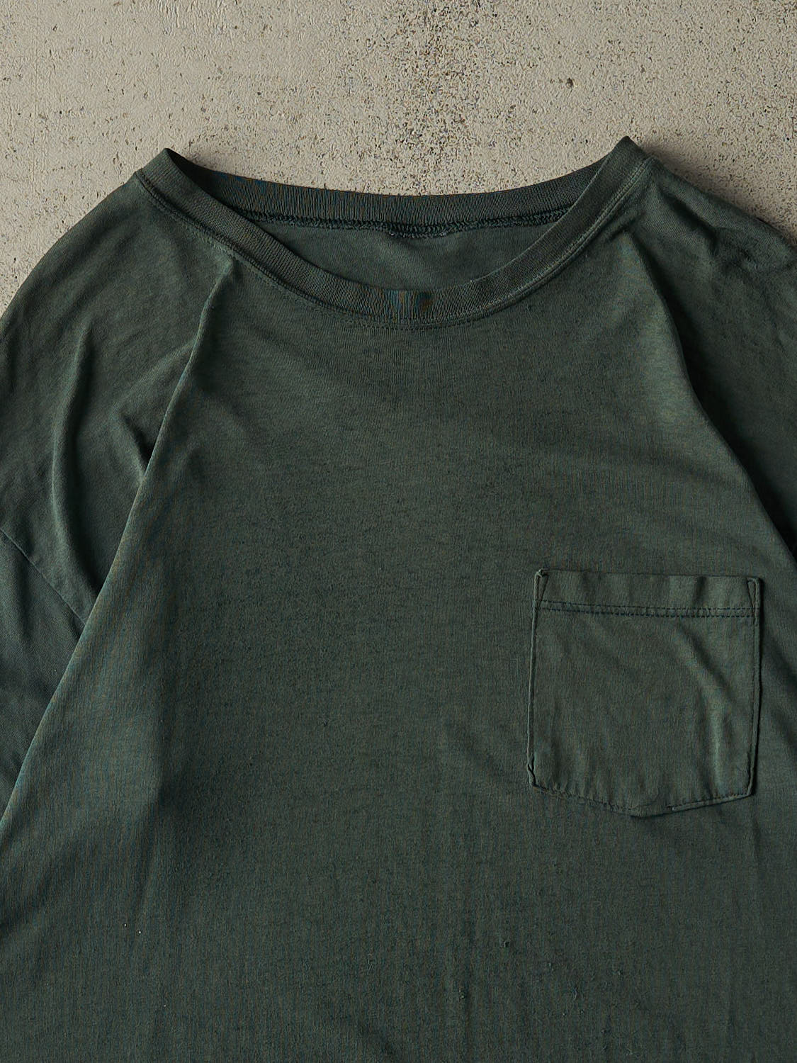 Vintage 80s Green Blank Pocket Single Stitch Tee (L)