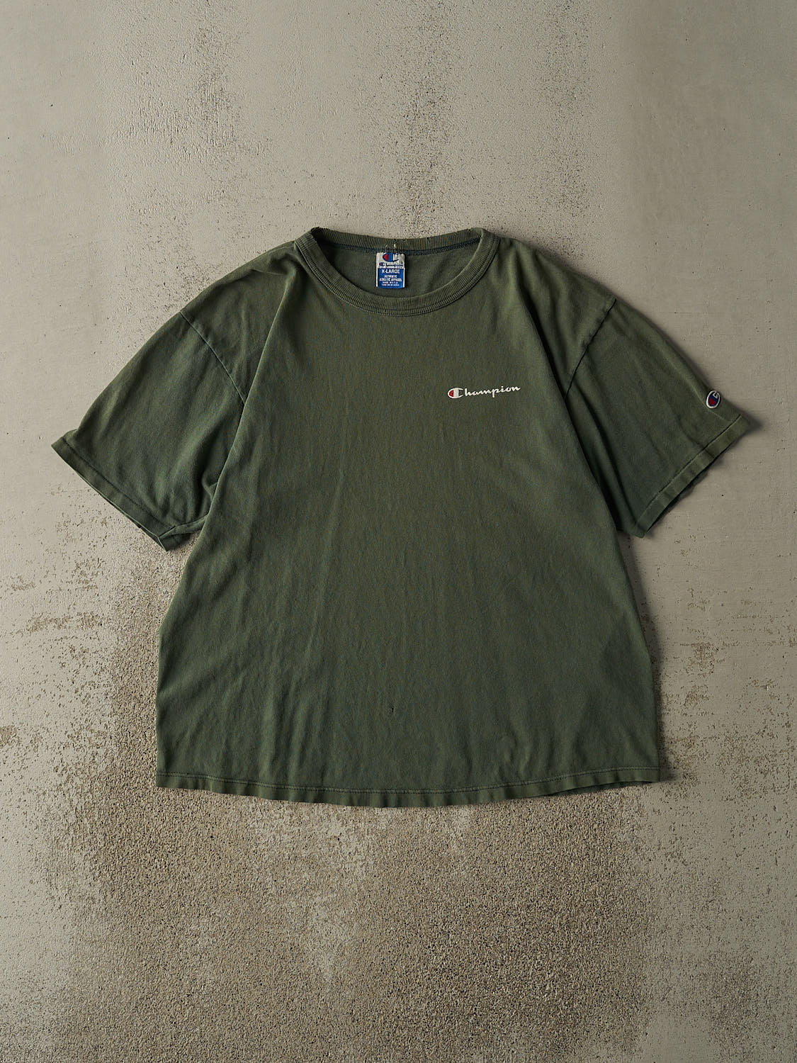 Vintage 90s Sun Faded Green Champion Logo Tee (L)