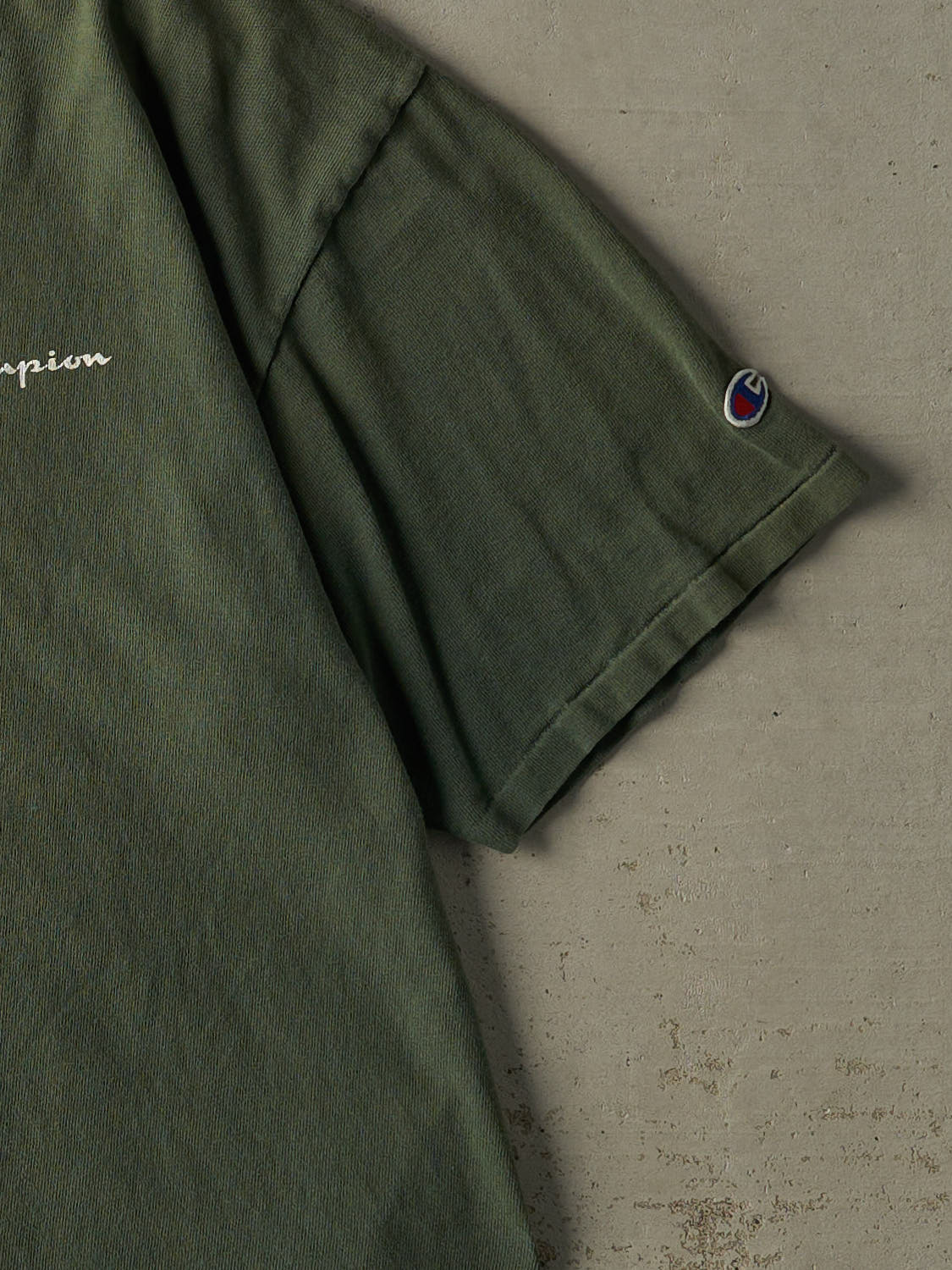 Vintage 90s Sun Faded Green Champion Logo Tee (L)