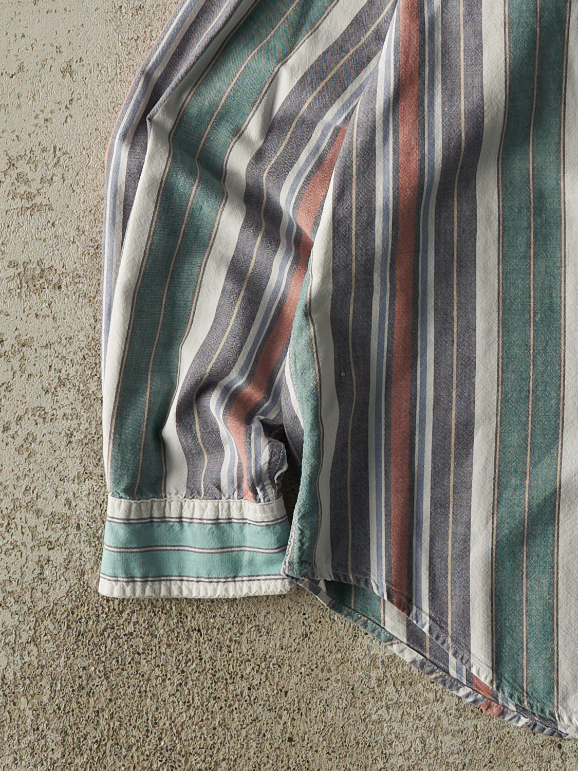 Vintage 90s Green, Red, Navy & White Striped Button Up Long Sleeve (M/L)